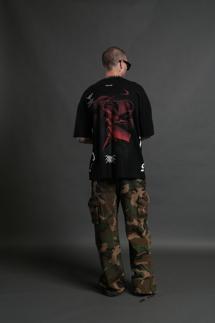 Igris "Side By Side" Series Premium Oversized Tee in Black