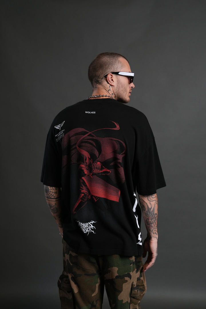 Igris "Side By Side" Series Premium Oversized Tee in Black