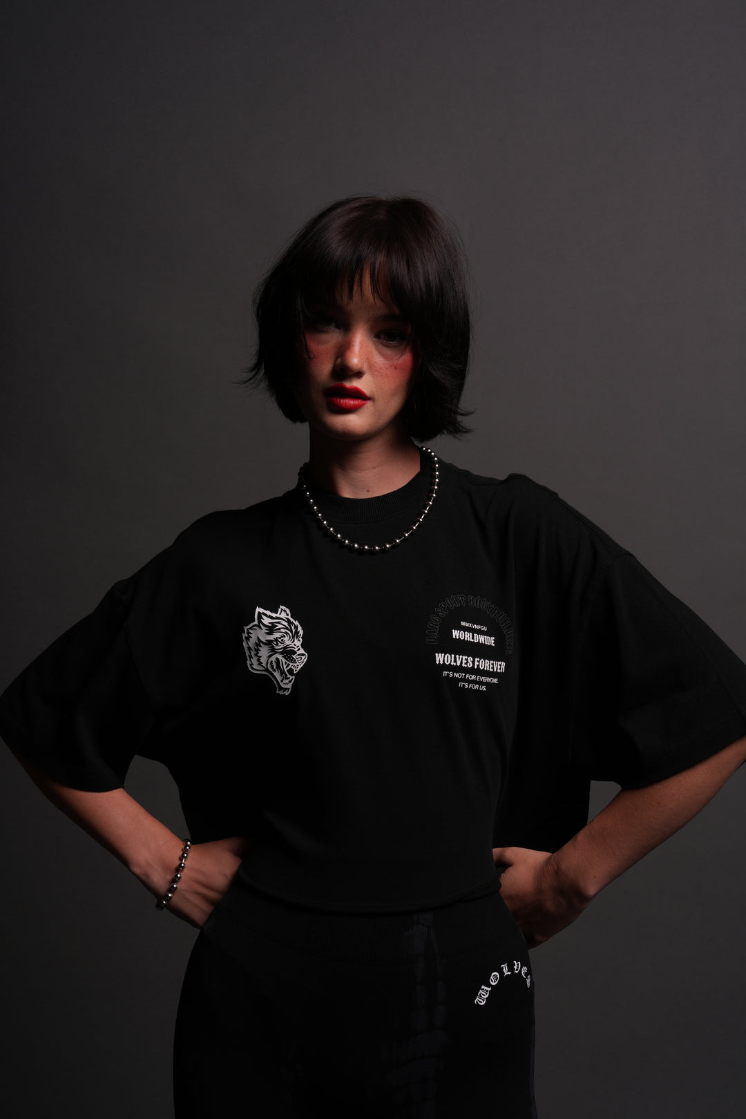 Iron Wolves "Premium" Oversized (Cropped) Tee in Black