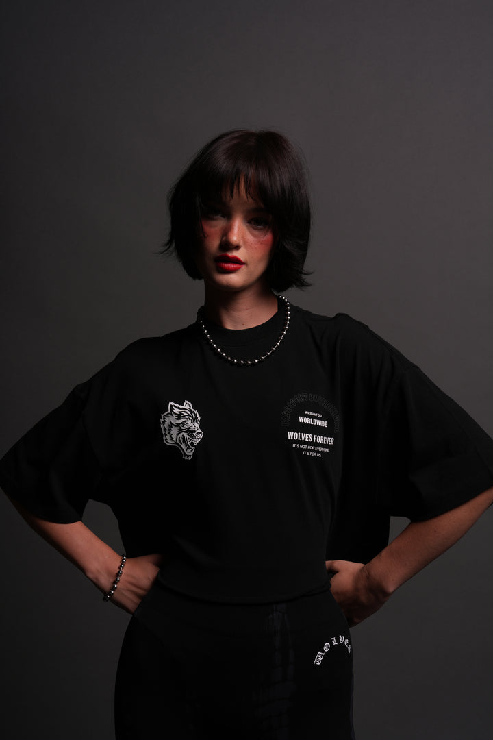 Iron Wolves "Premium" Oversized (Cropped) Tee in Black