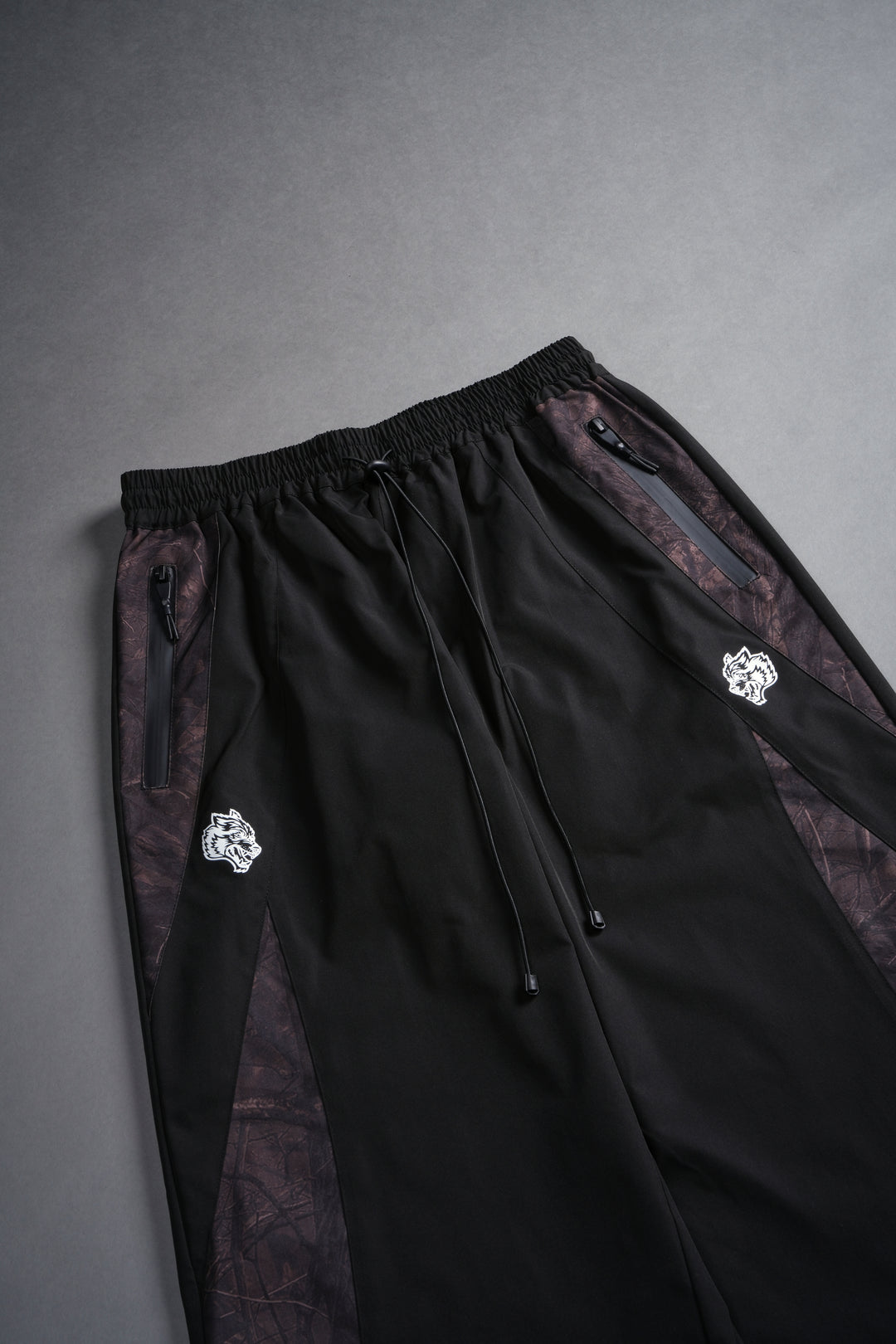 Dual Brolic Unisex Track Pants in Black Driftwood Forest Camo