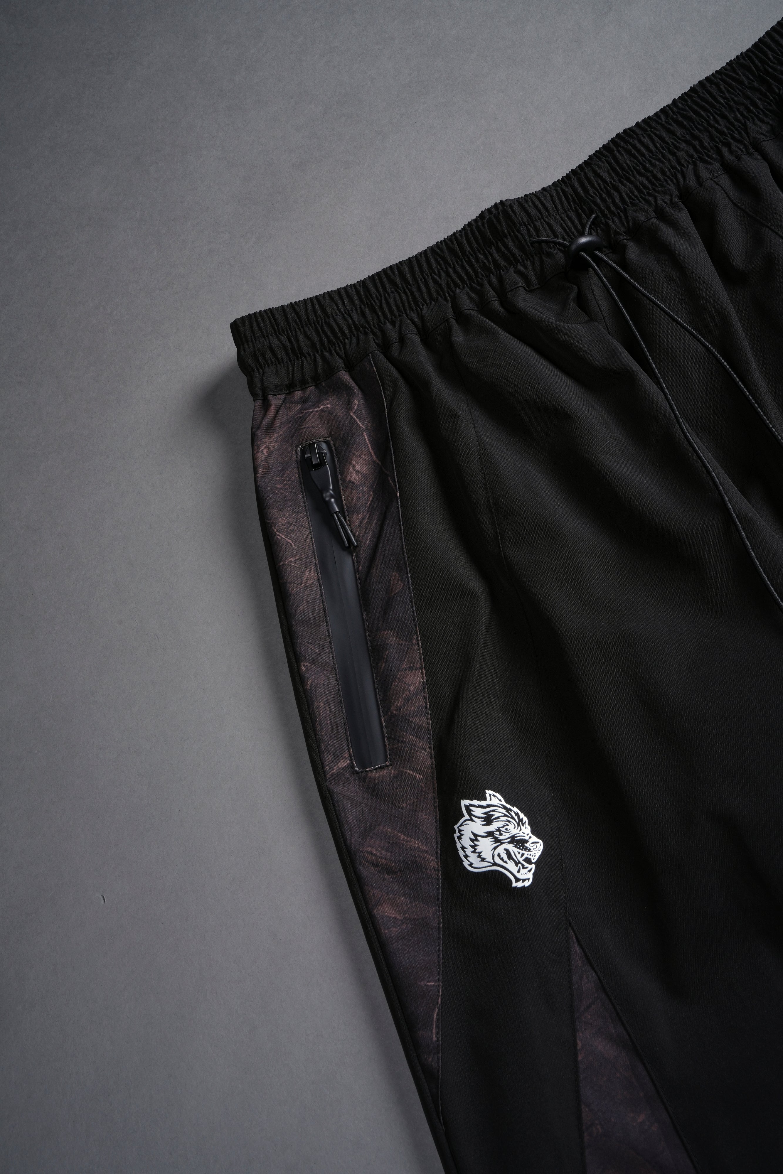 Dual Brolic Unisex Track Pants in Black Driftwood Forest Camo