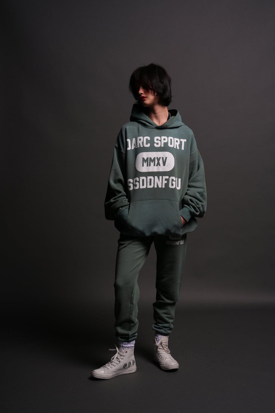 Wolves Forever "Pierce" Hoodie in Hunter Green Driftwash