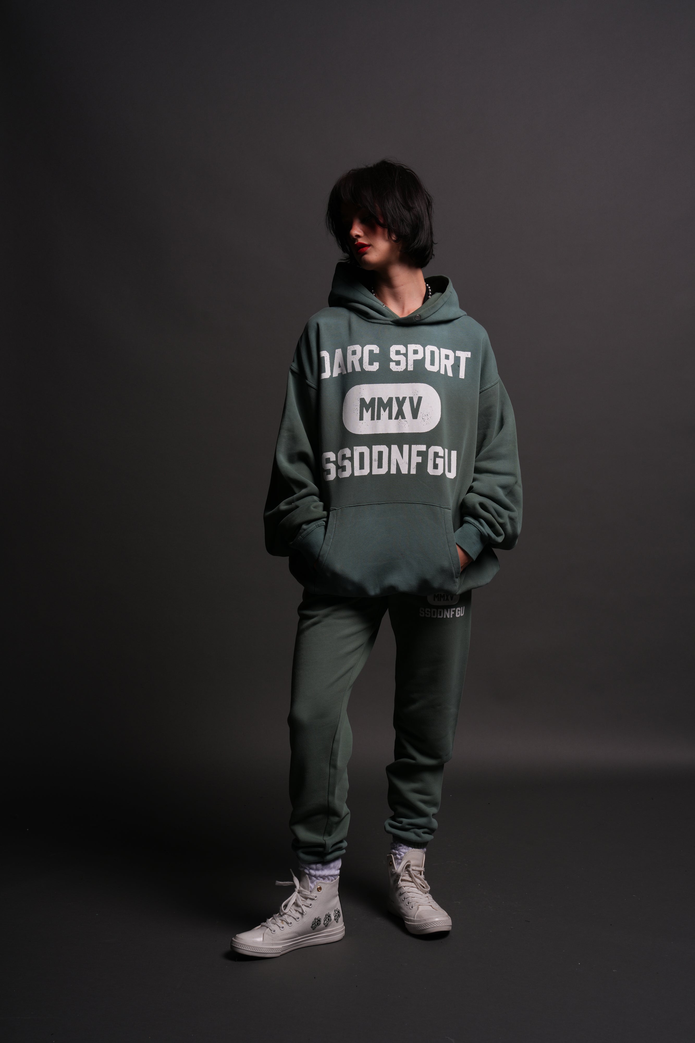 Wolves Forever "Pierce" Hoodie in Hunter Green Driftwash