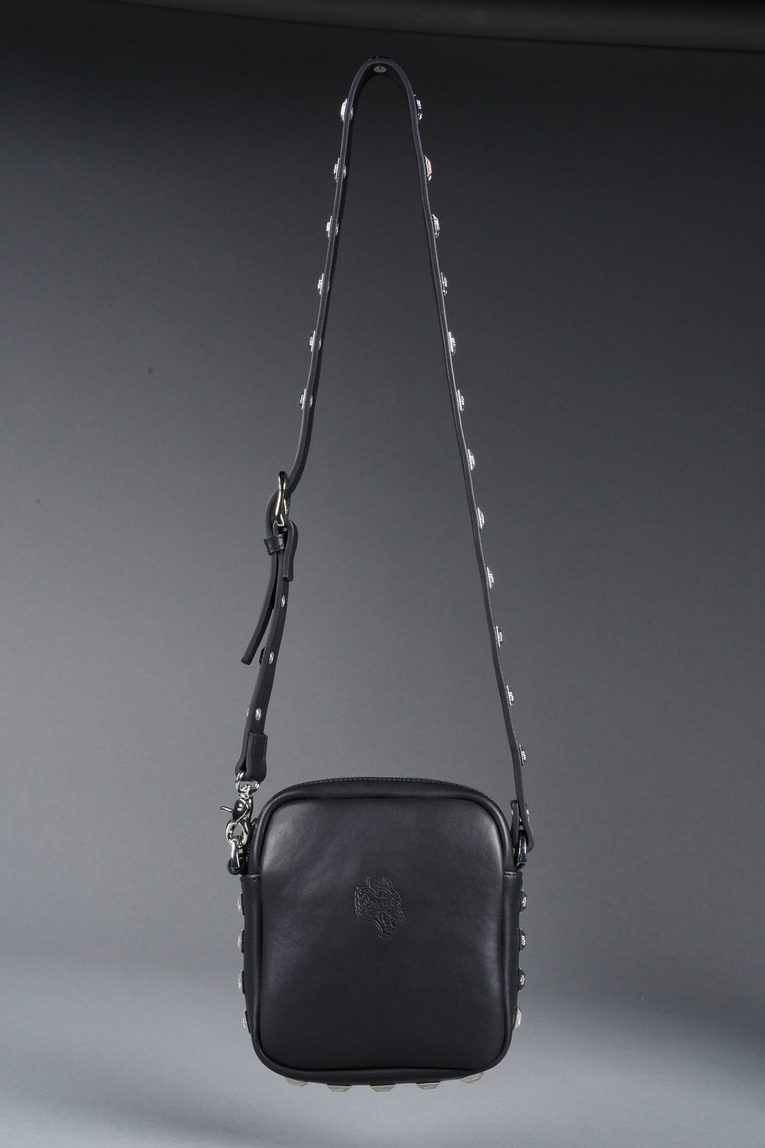 Wolves OnlyUs Slim Leather Side Bag in Black