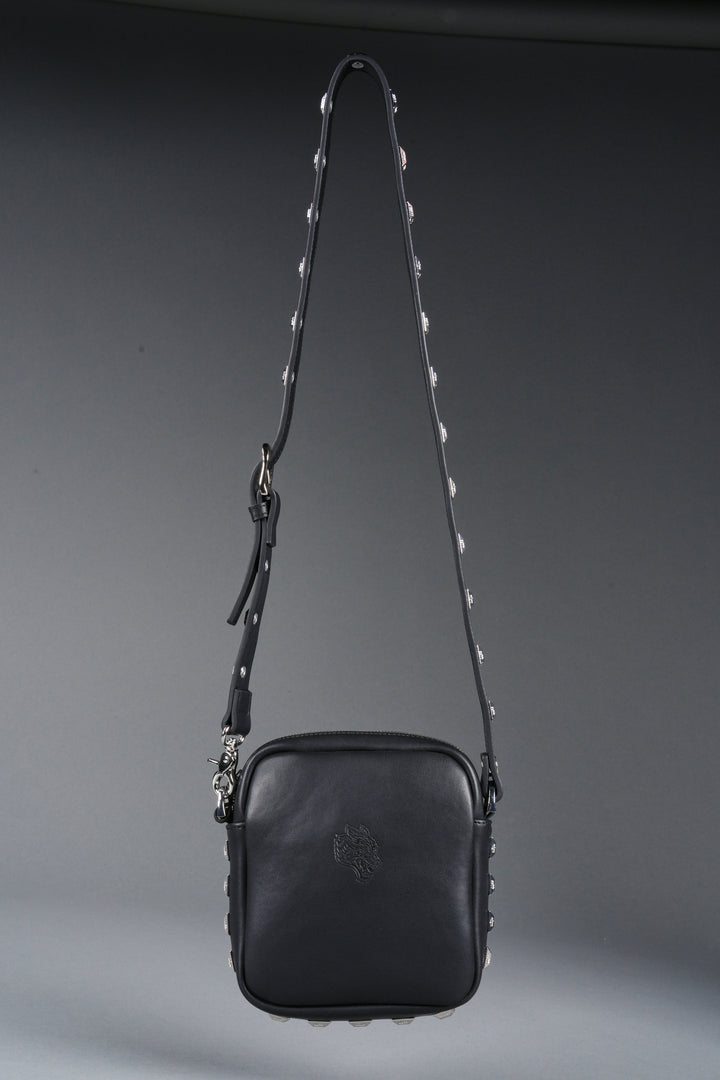Wolves OnlyUs Slim Leather Side Bag in Black