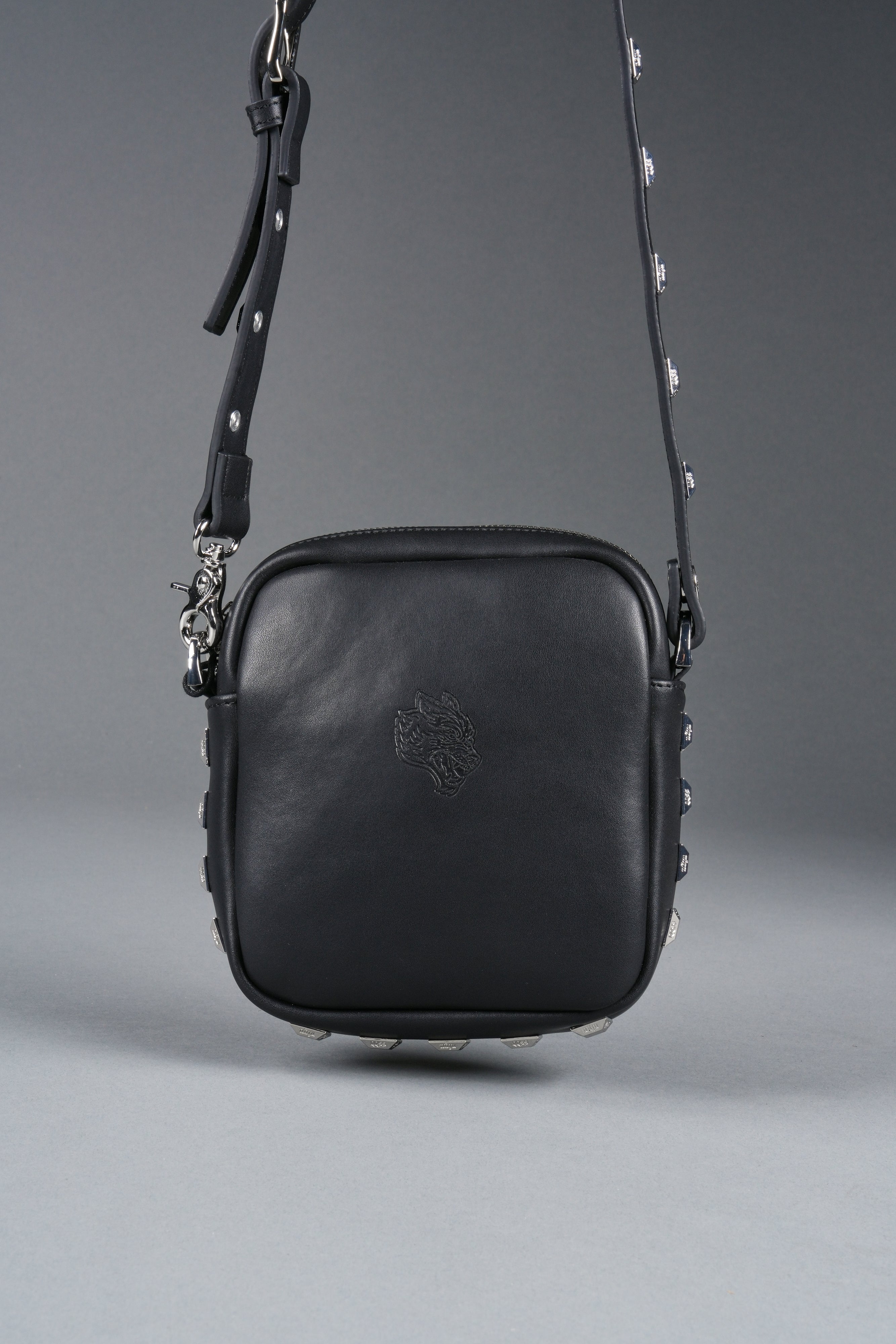 Wolves OnlyUs Slim Leather Side Bag in Black