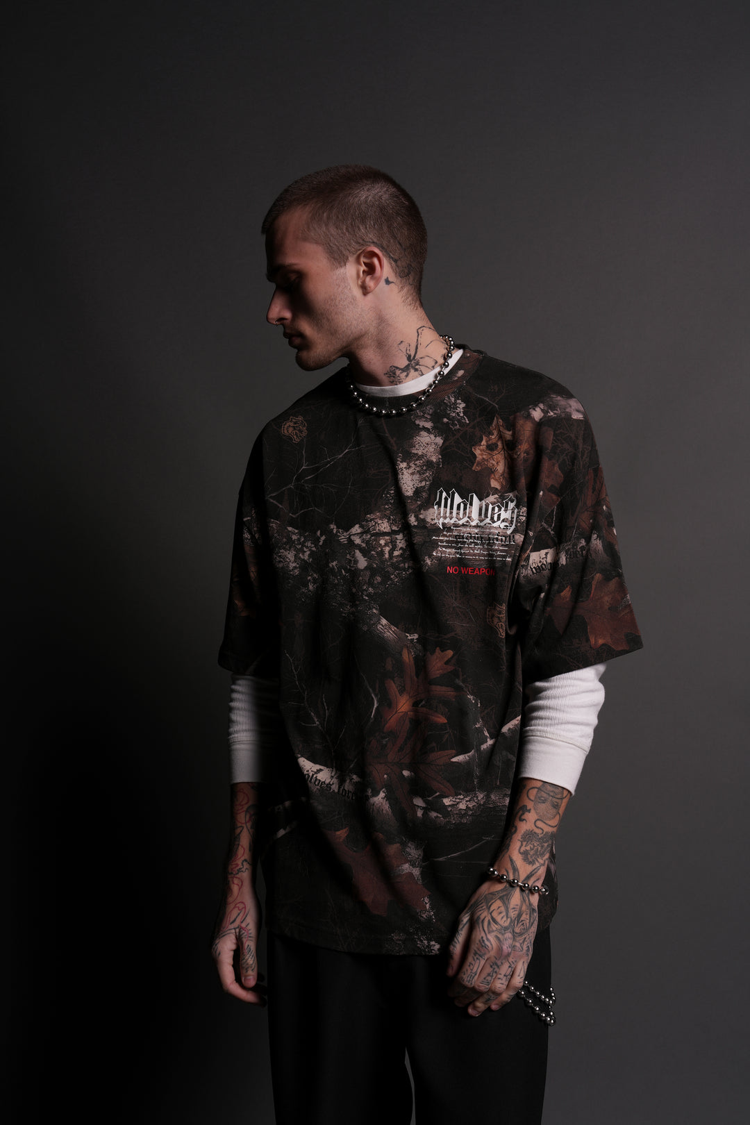 Create "Premium" Oversized Tee in Darc Brown Woodland Camo