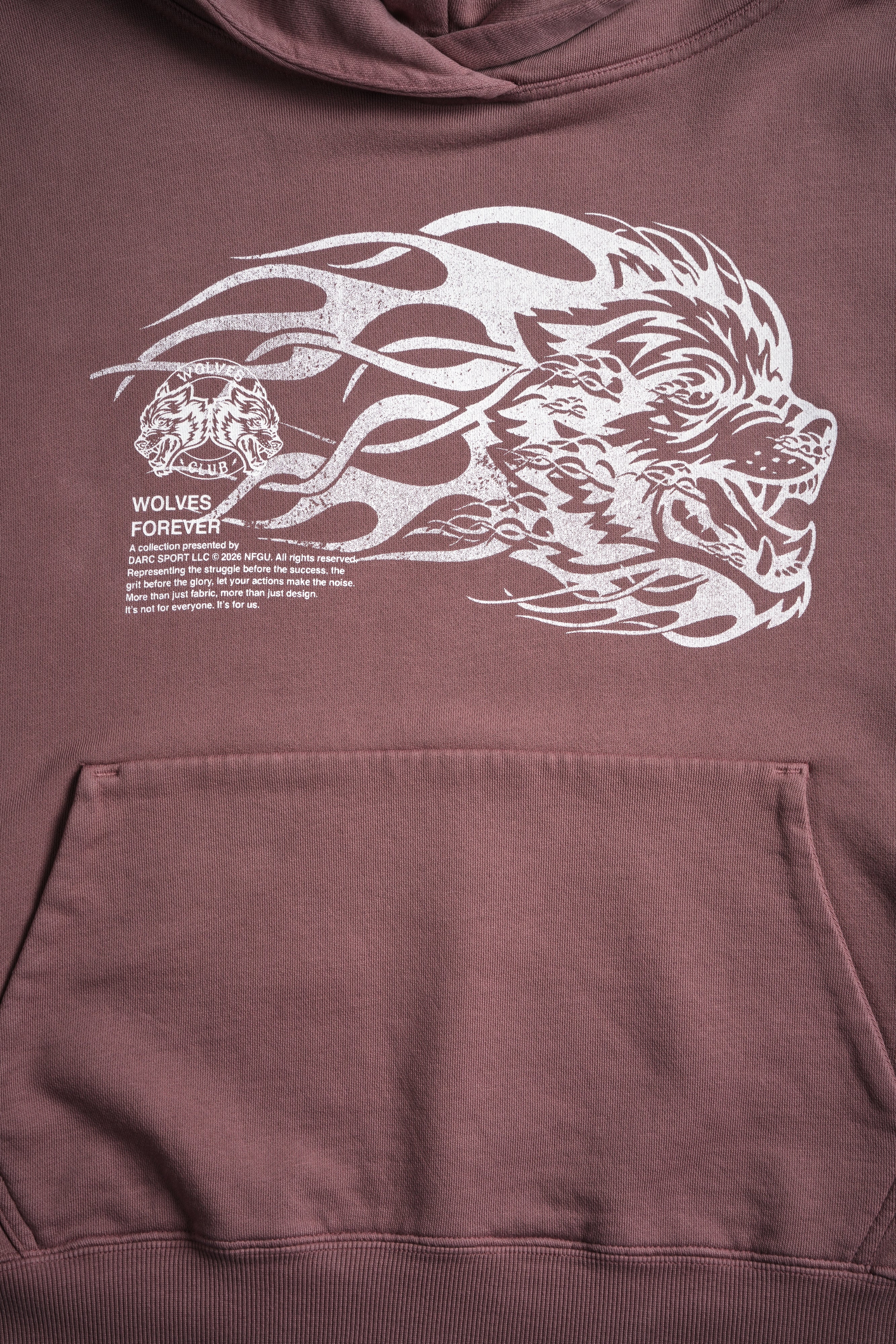 Wolf of the Flame Grunge "Gage Box Cut" Hoodie in Mauve