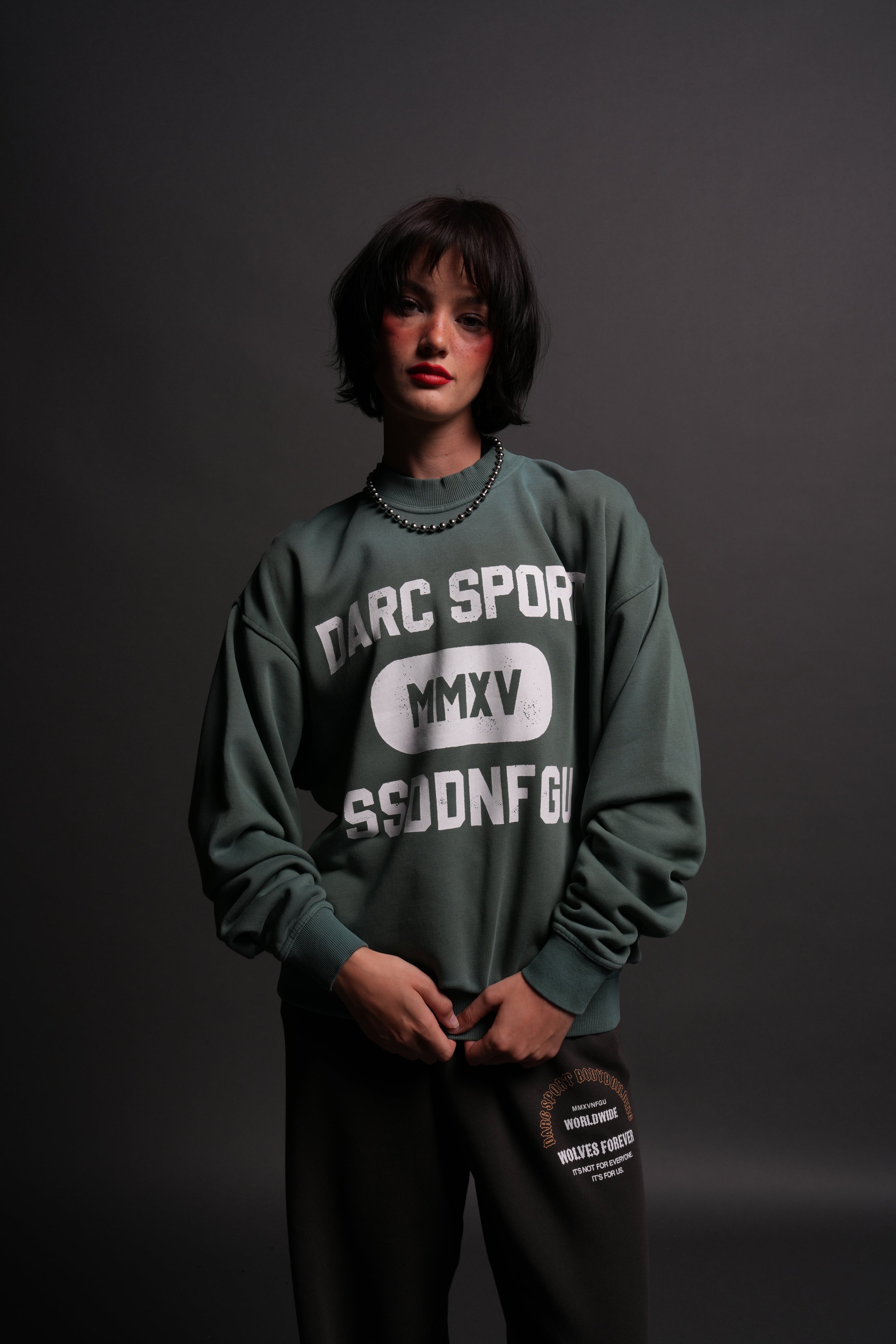 Wolves Forever London Unisex Crewneck in Hunter Green Driftwash