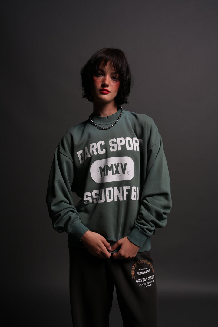 Wolves Forever London Unisex Crewneck in Hunter Green Driftwash