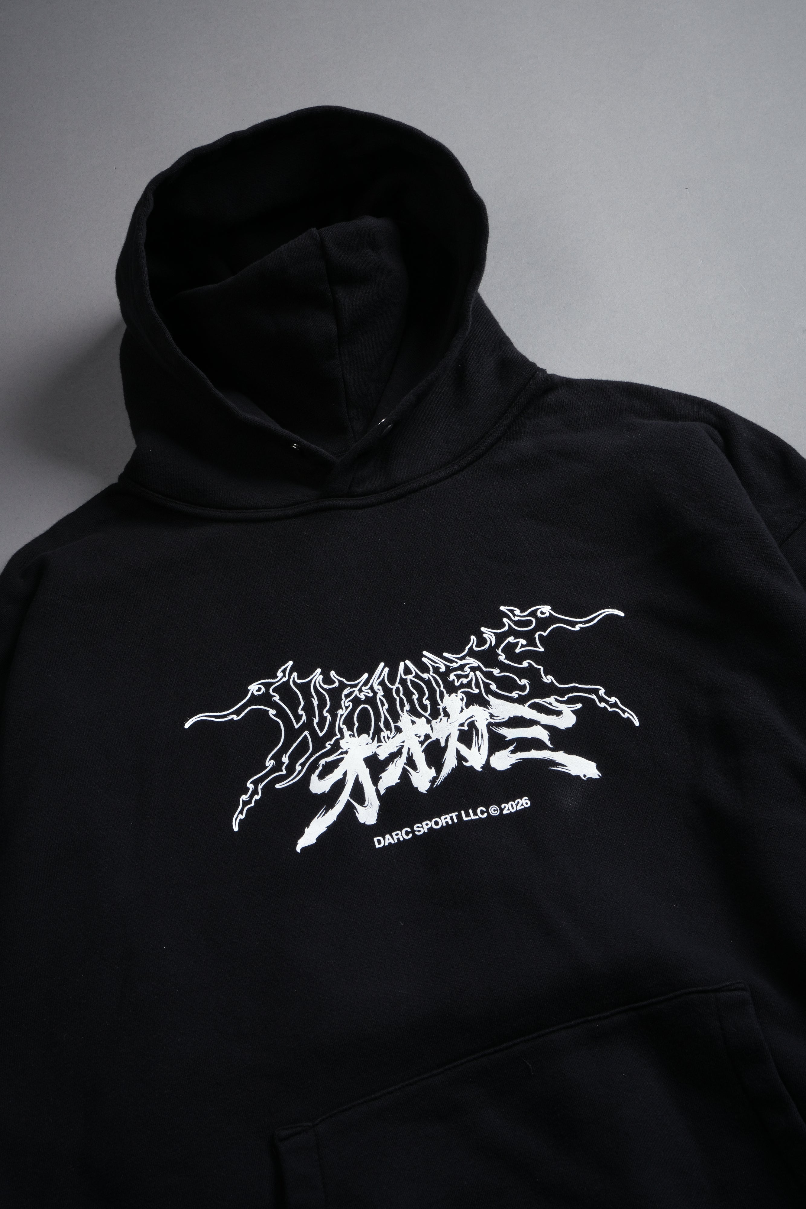 Samurai And The Wolf Pierce Hoodie in Black