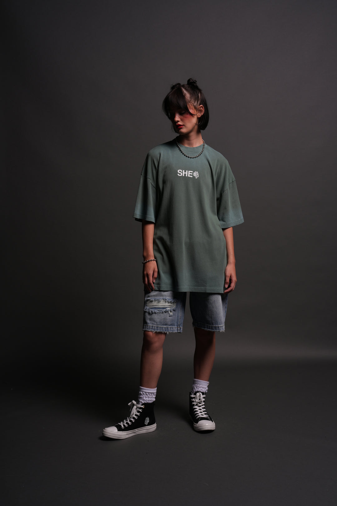 Wolf Head "Pump Cover" Tee in Hunter Green Driftwash