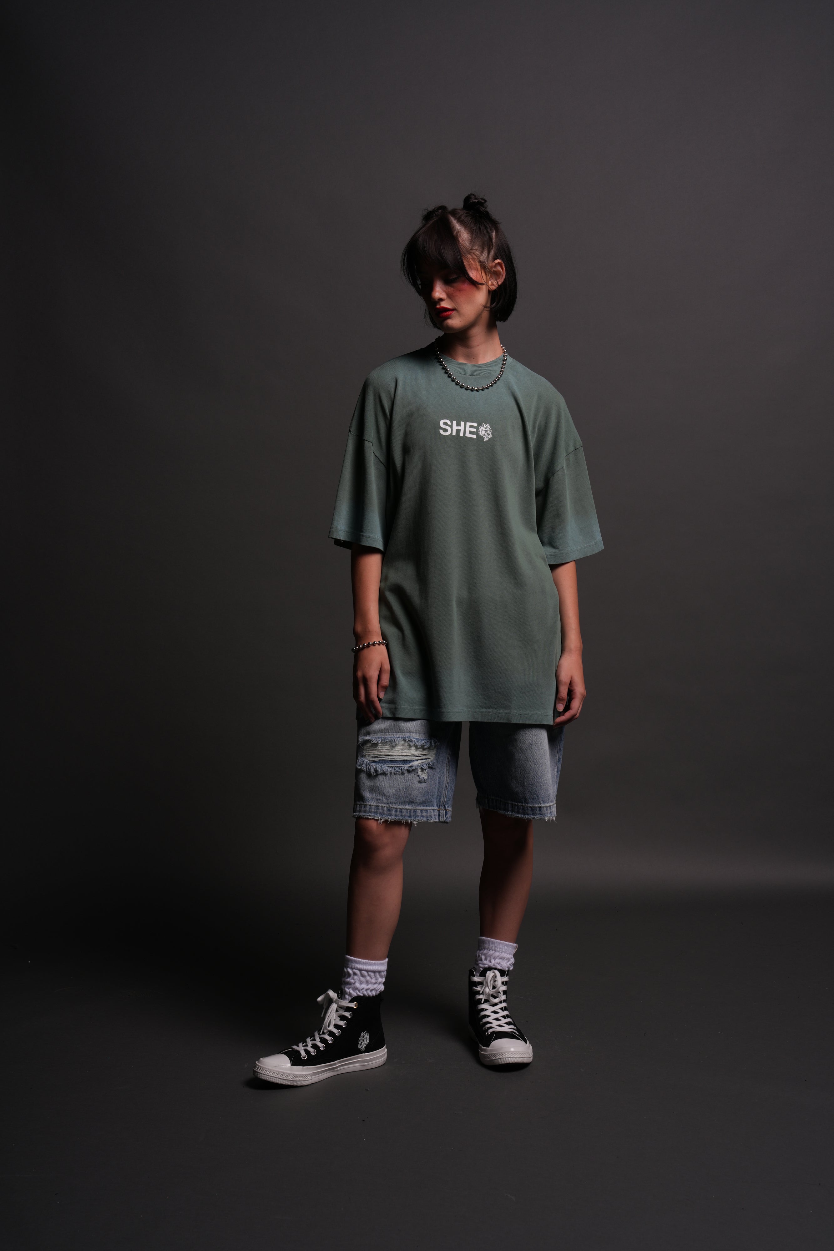Wolf Head "Pump Cover" Tee in Hunter Green Driftwash