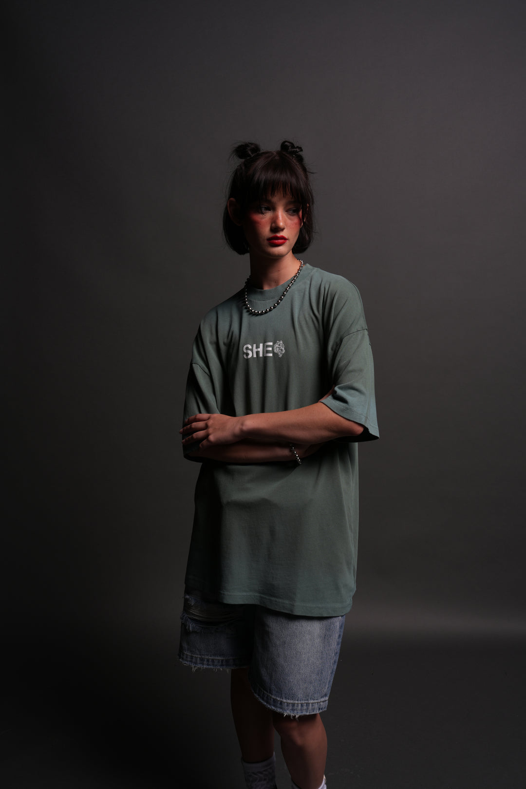 Wolf Head "Pump Cover" Tee in Hunter Green Driftwash