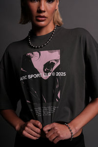 Fangs Premium "Premium" Oversized (Cropped) Tee in Wolf Gray