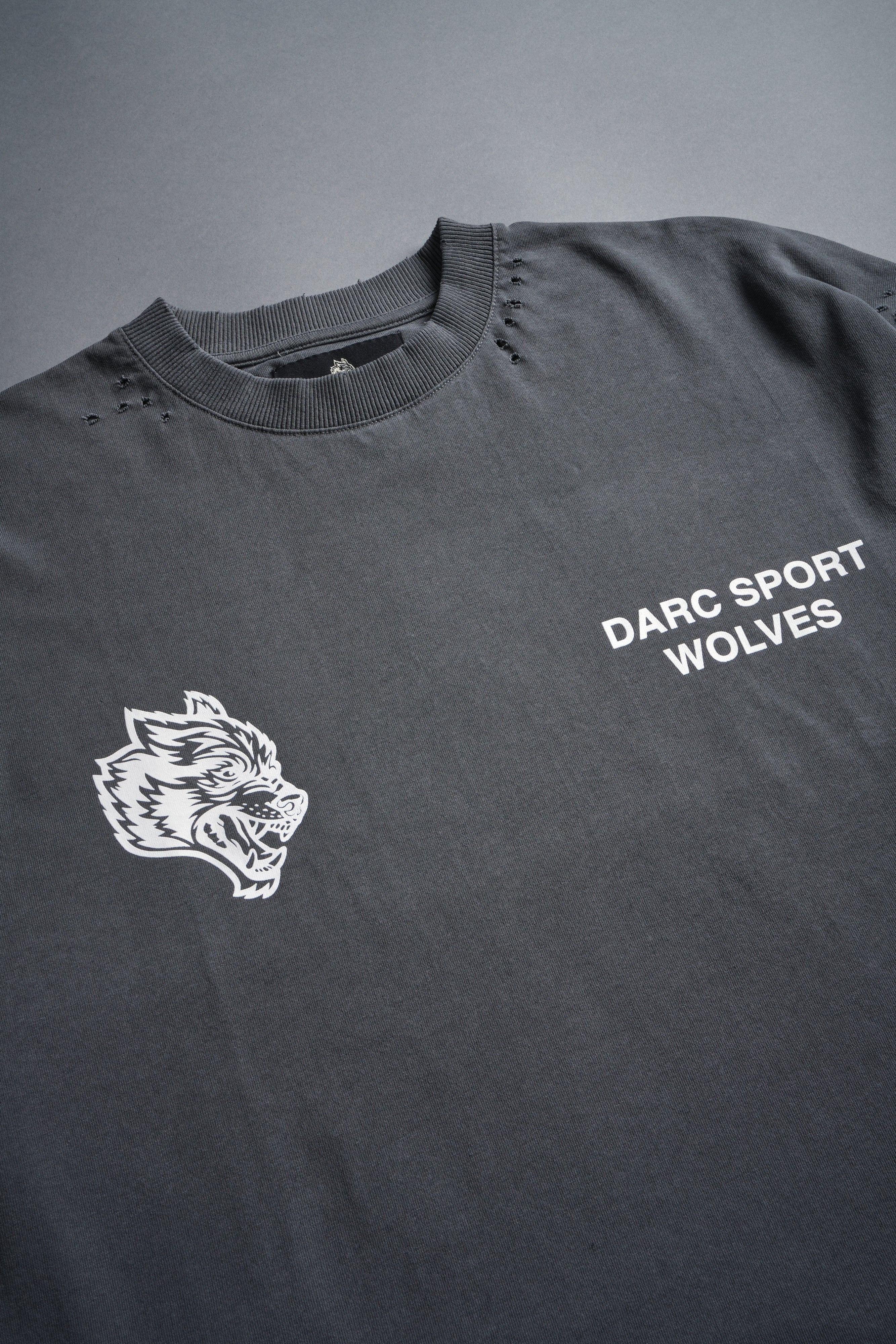 Sangrado Distressed Grunge "Box Cut" Tee in Slate Gray