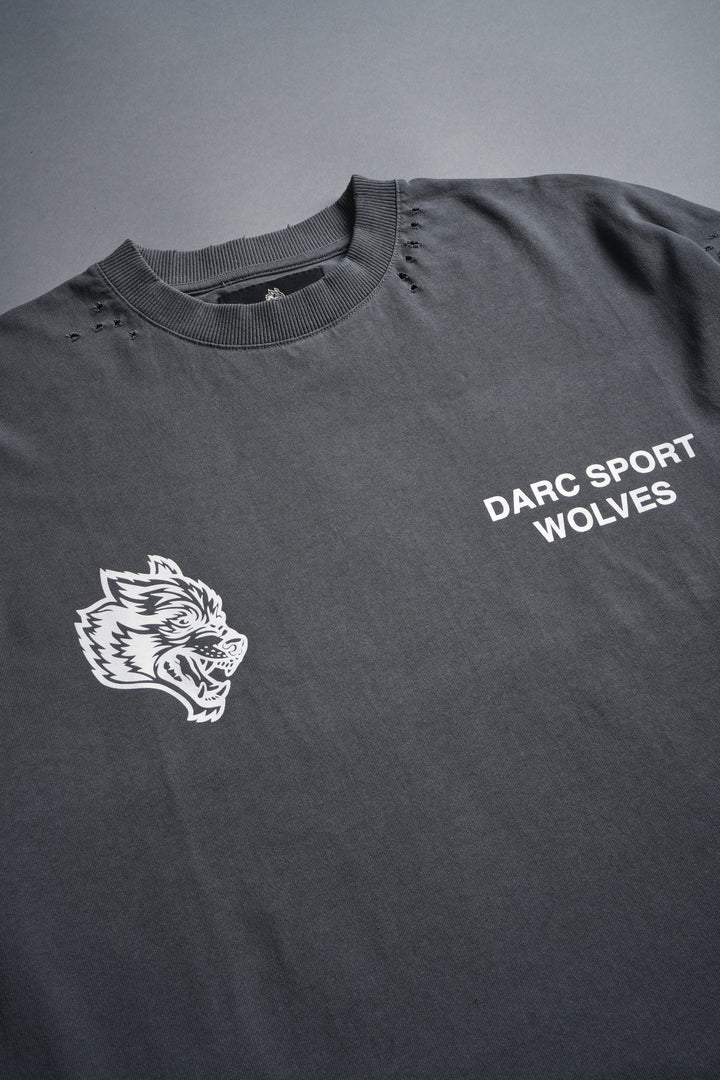 Sangrado Distressed Grunge "Box Cut" Tee in Slate Gray