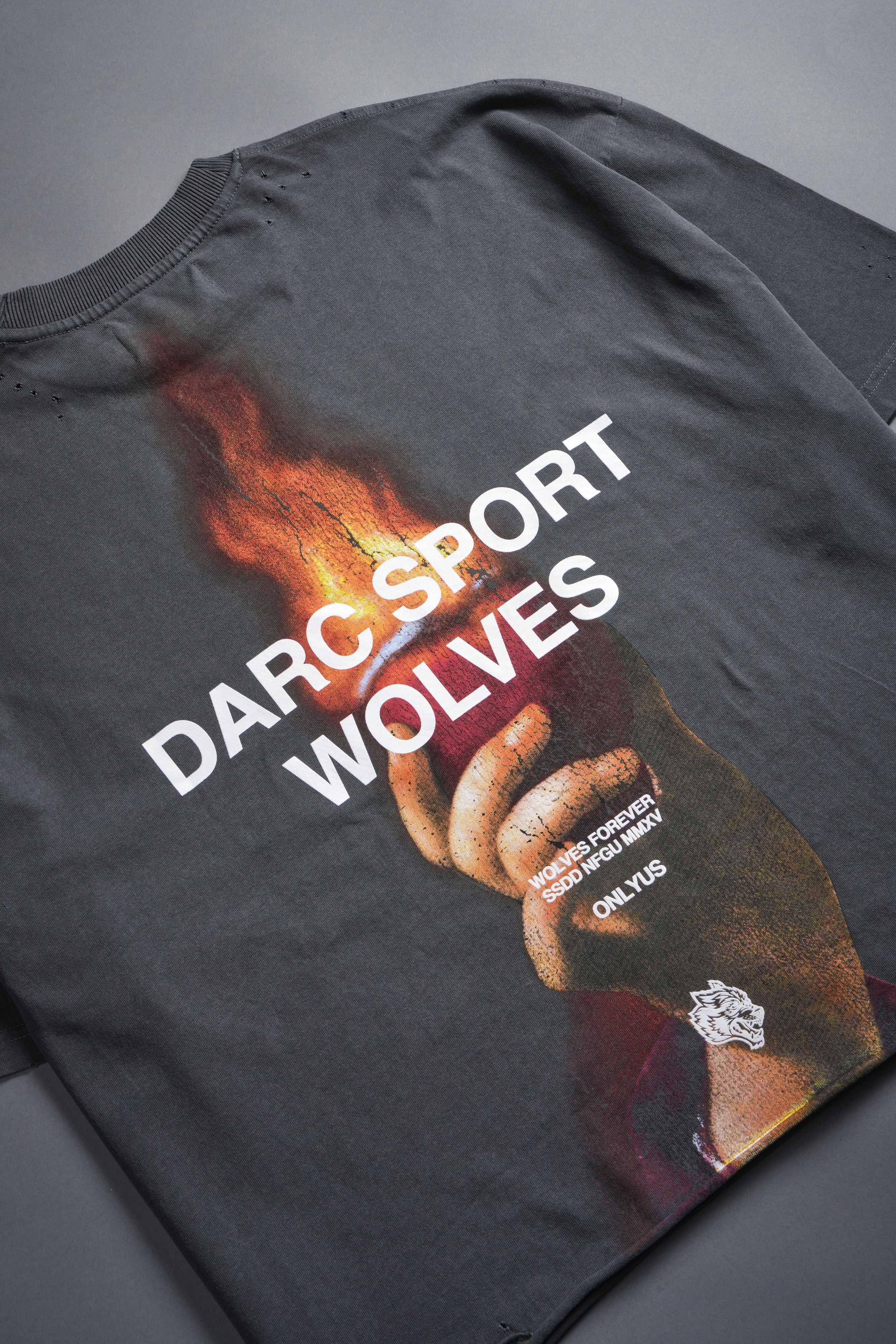 Sangrado Distressed Grunge "Box Cut" Tee in Slate Gray