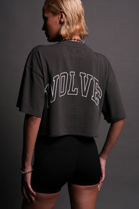 Fangs Premium "Premium" Oversized (Cropped) Tee in Wolf Gray