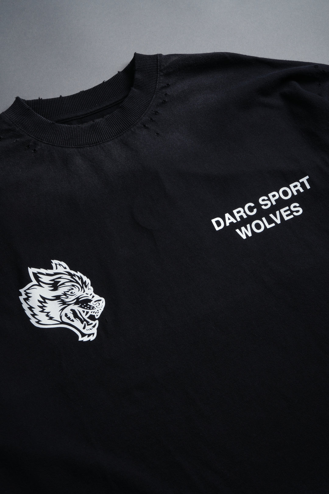 Sangrado Distressed Grunge "Box Cut" Tee in Black Drift Wash