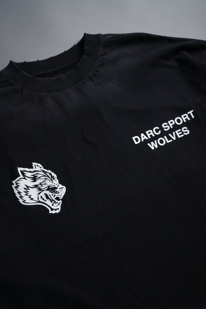 Sangrado Distressed Grunge "Box Cut" Tee in Black Drift Wash