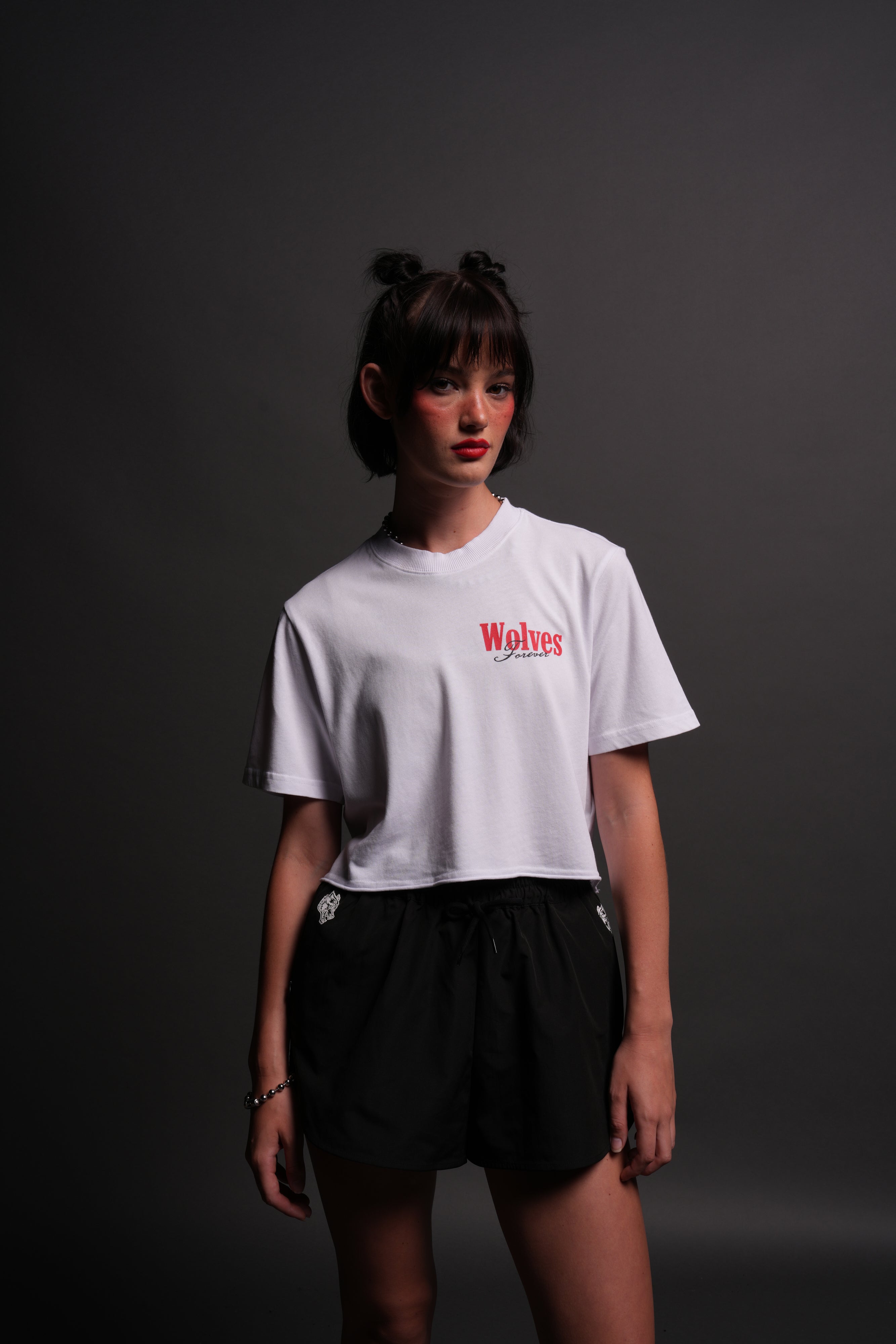 She Wlvs "Premium" (Cropped) Tee in White
