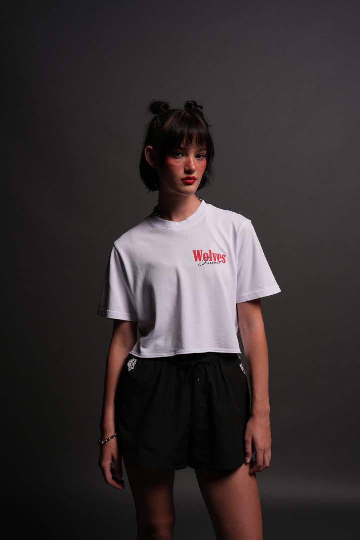 She Wlvs "Premium" (Cropped) Tee in White