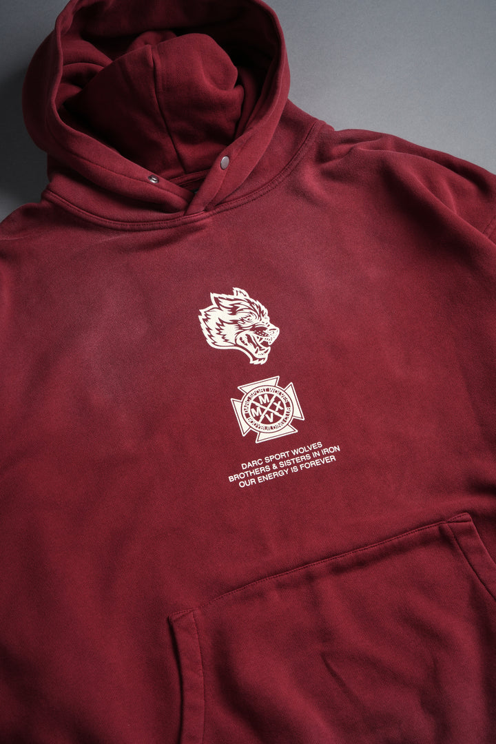 Ashes of the Dark V2 "Pierce" Hoodie in Cherry Red Drift Wash