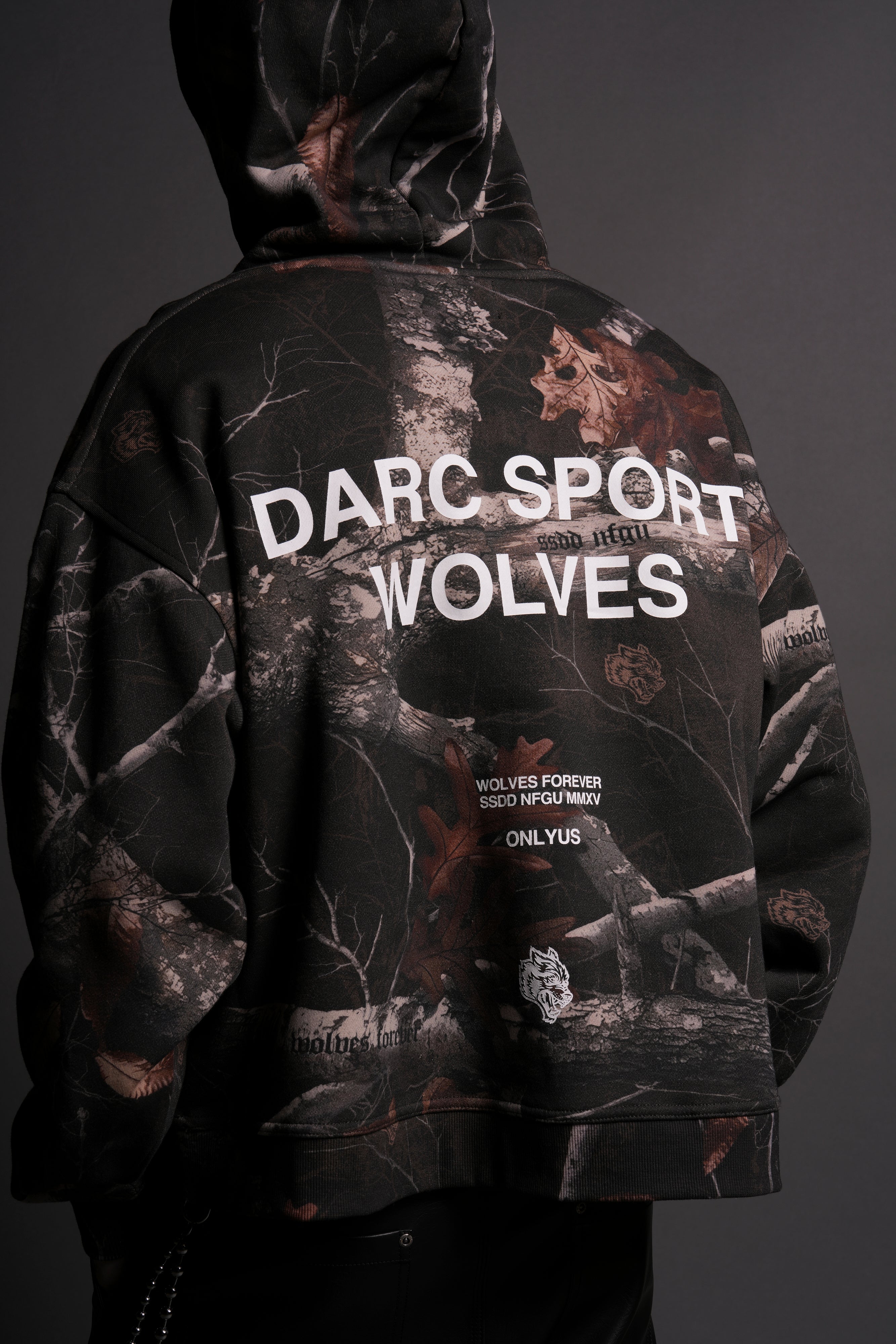 Darc Sport Wolves "Box Cut" Hoodie in Darc Brown Woodland Camo