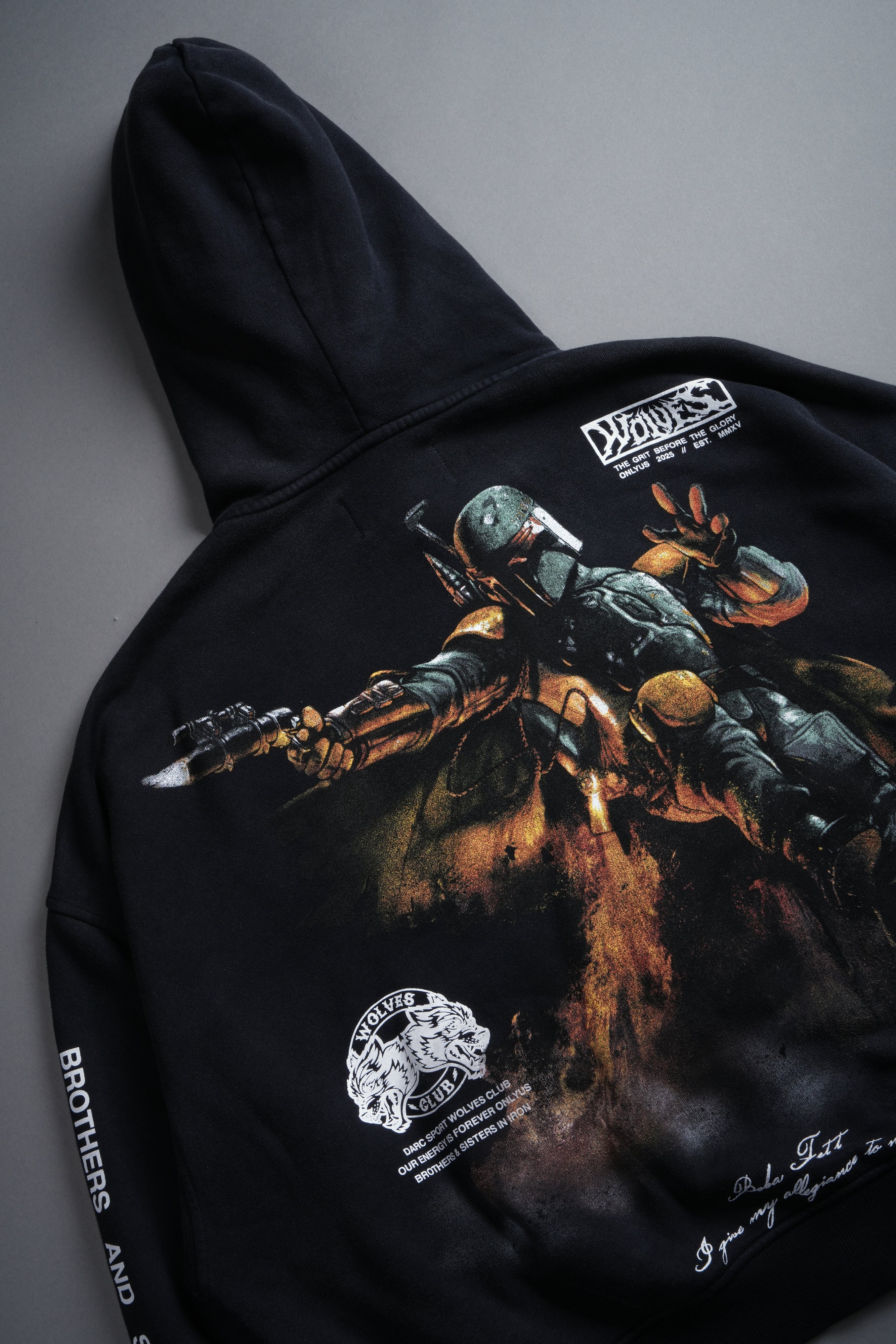 Boba Fett Vex Double Zip Hoodie in Black Drift Wash