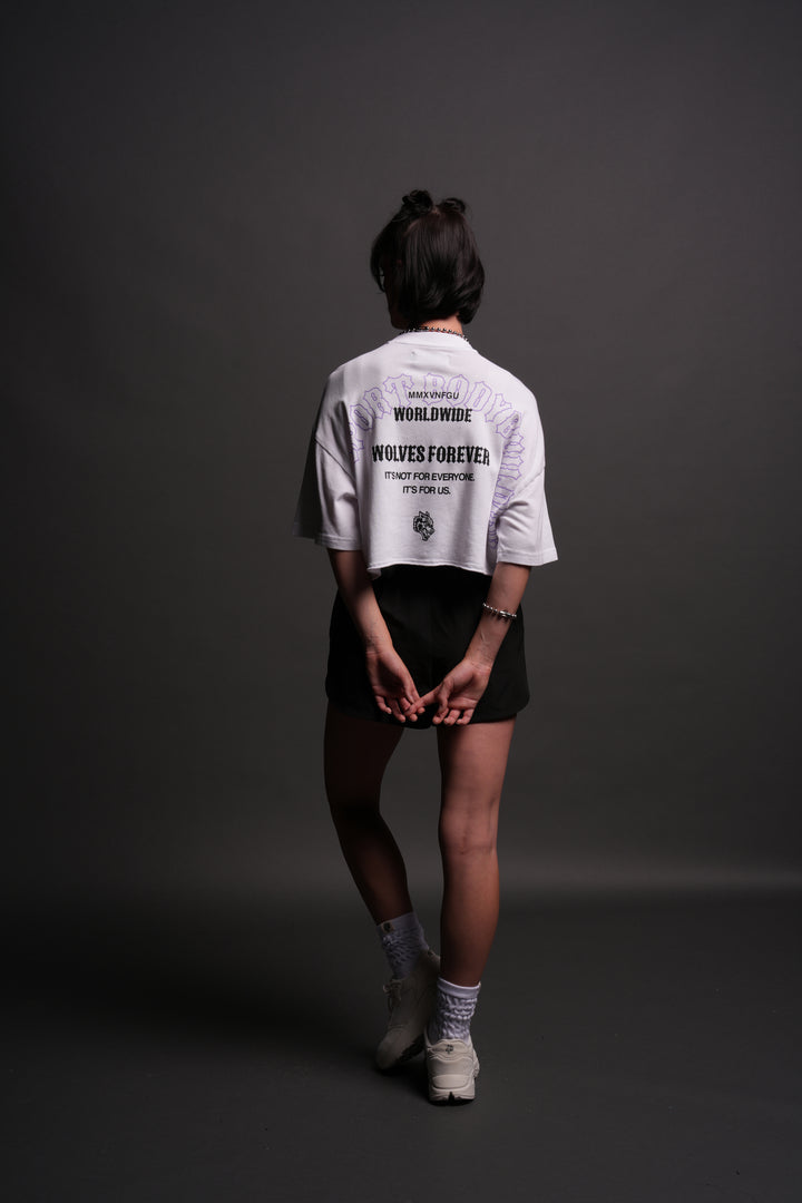 Iron Wolves "Premium" Oversized (Cropped) Tee in White