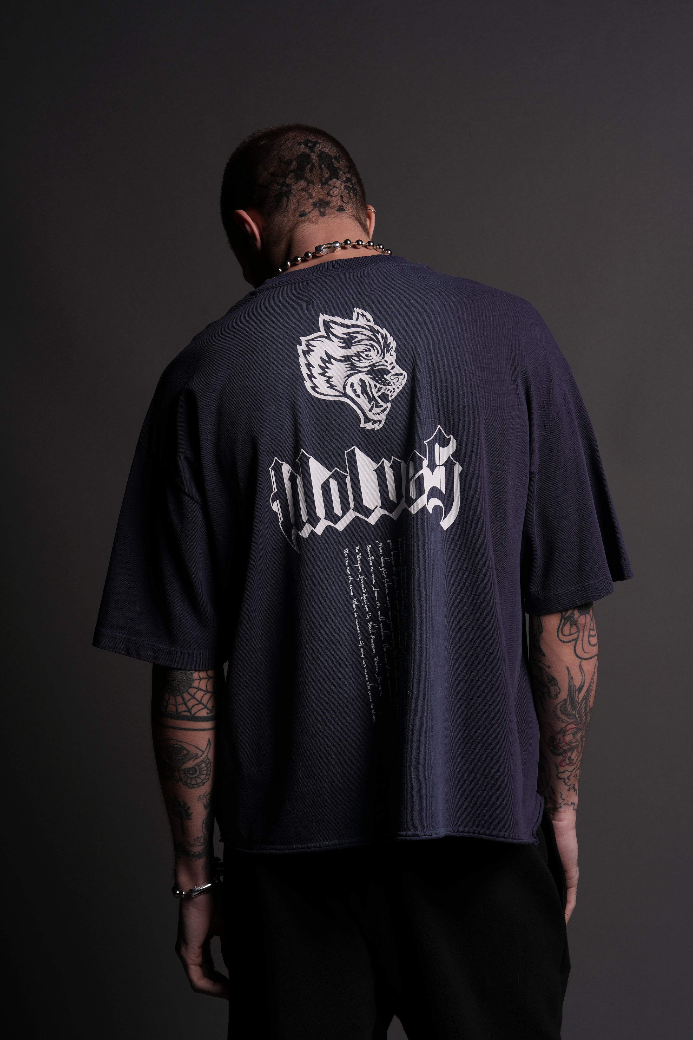 Our Passion Premium Raw Hem "Box Cut" Tee in Storm Blue Tonal Sun Fade