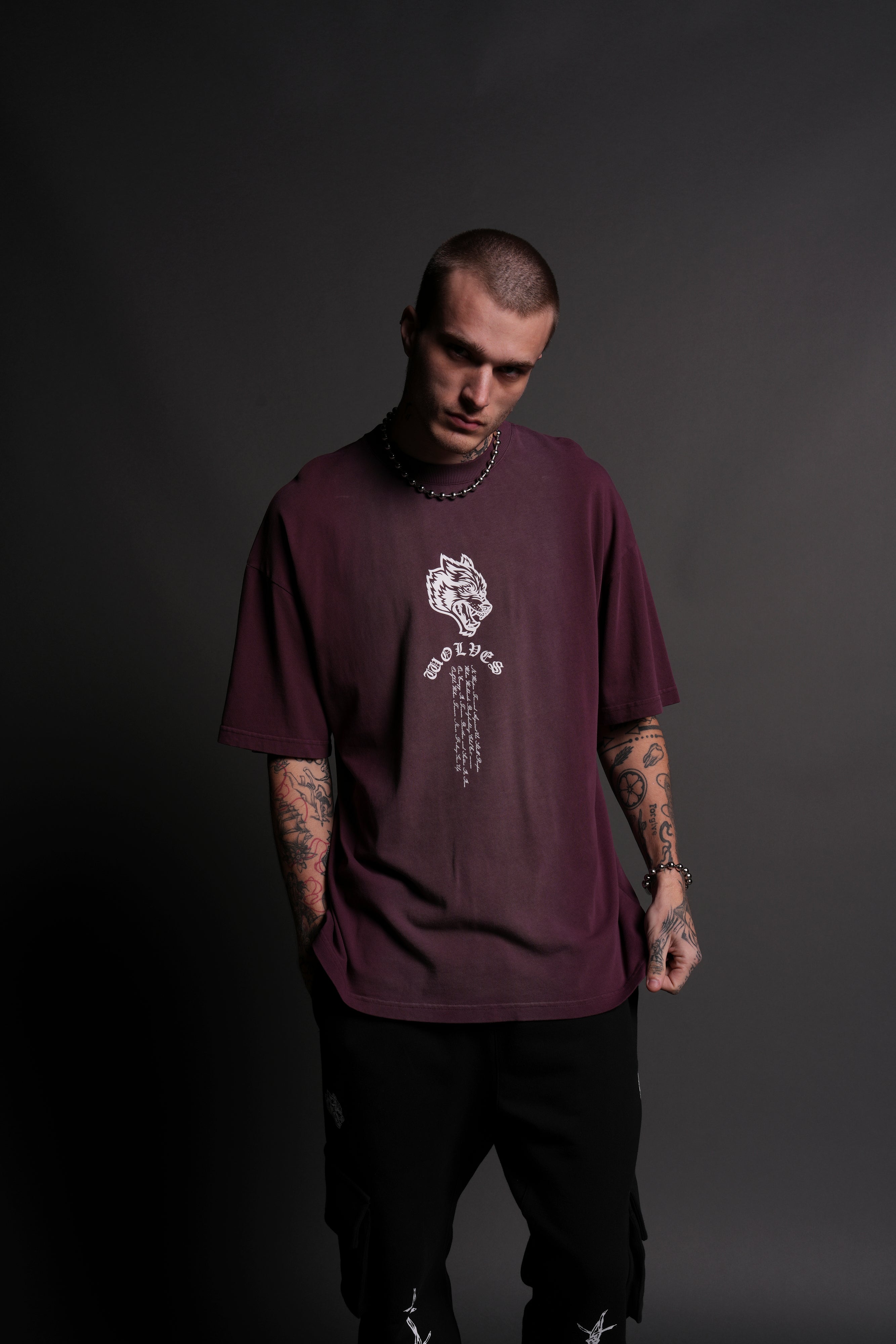 The Last "Premium" Oversized Tee in Cherry Wine Tonal Sun Fade