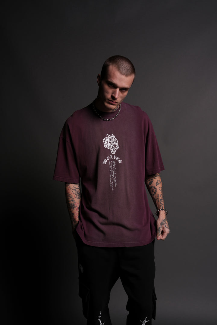 The Last "Premium" Oversized Tee in Cherry Wine Tonal Sun Fade