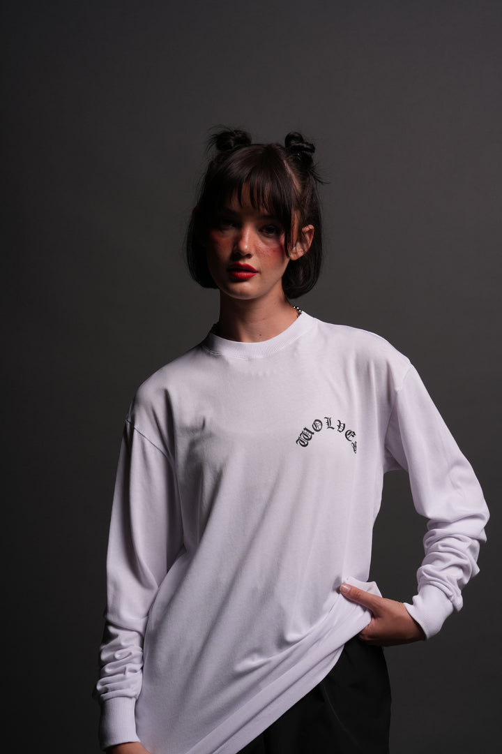 Chopper Wolf "Premium" L/S Tee in White