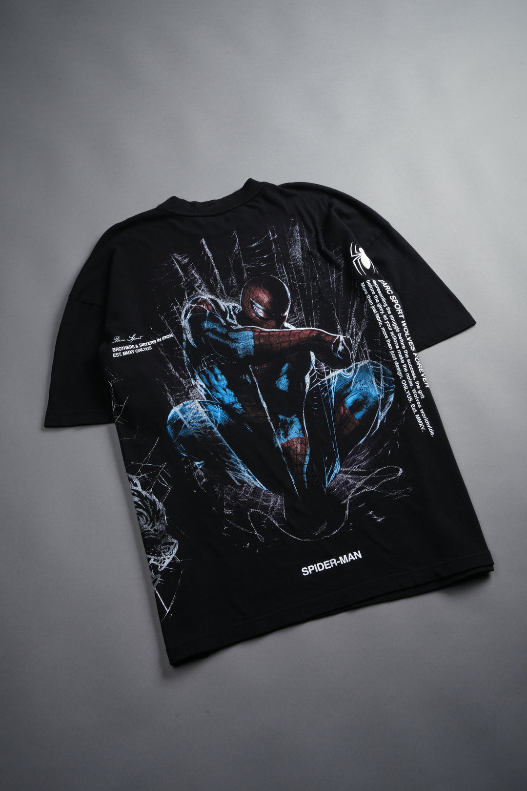 Night Spider Side-By-Side Series Premium Oversized Tee in Black
