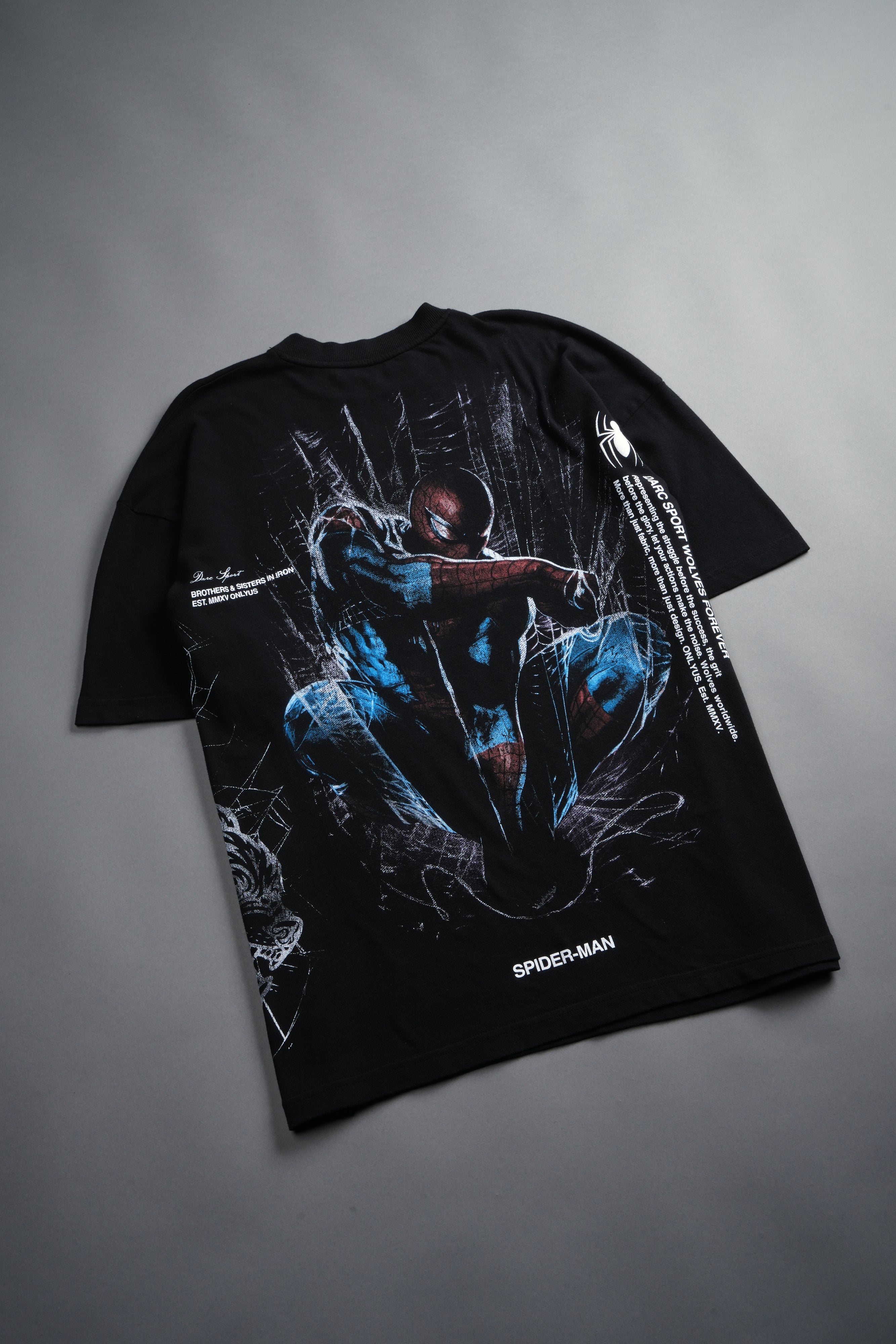 Night Spider Side-By-Side Series Premium Oversized Tee in Black