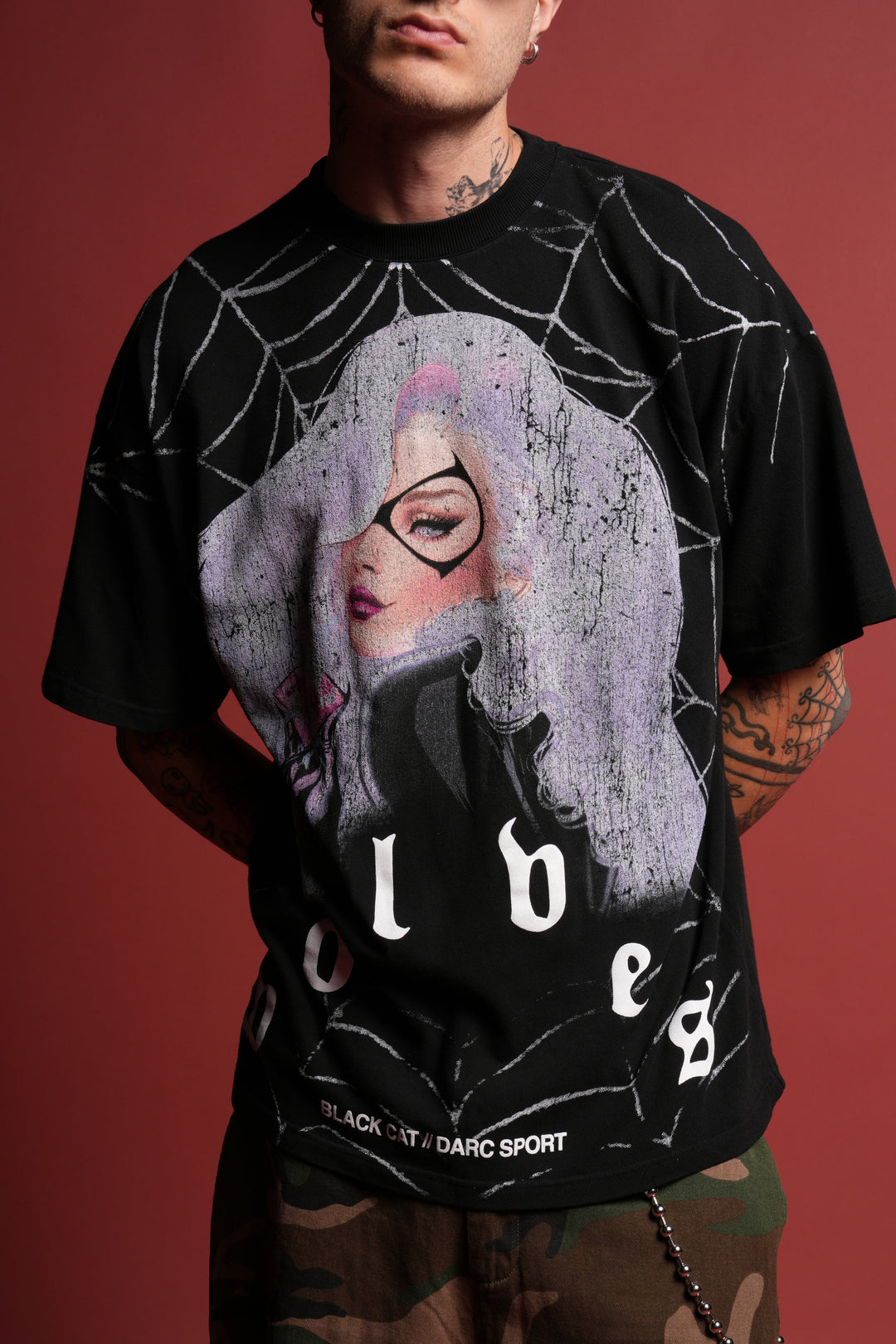 Cat Got Your Tongue Premium Oversized Tee in Black