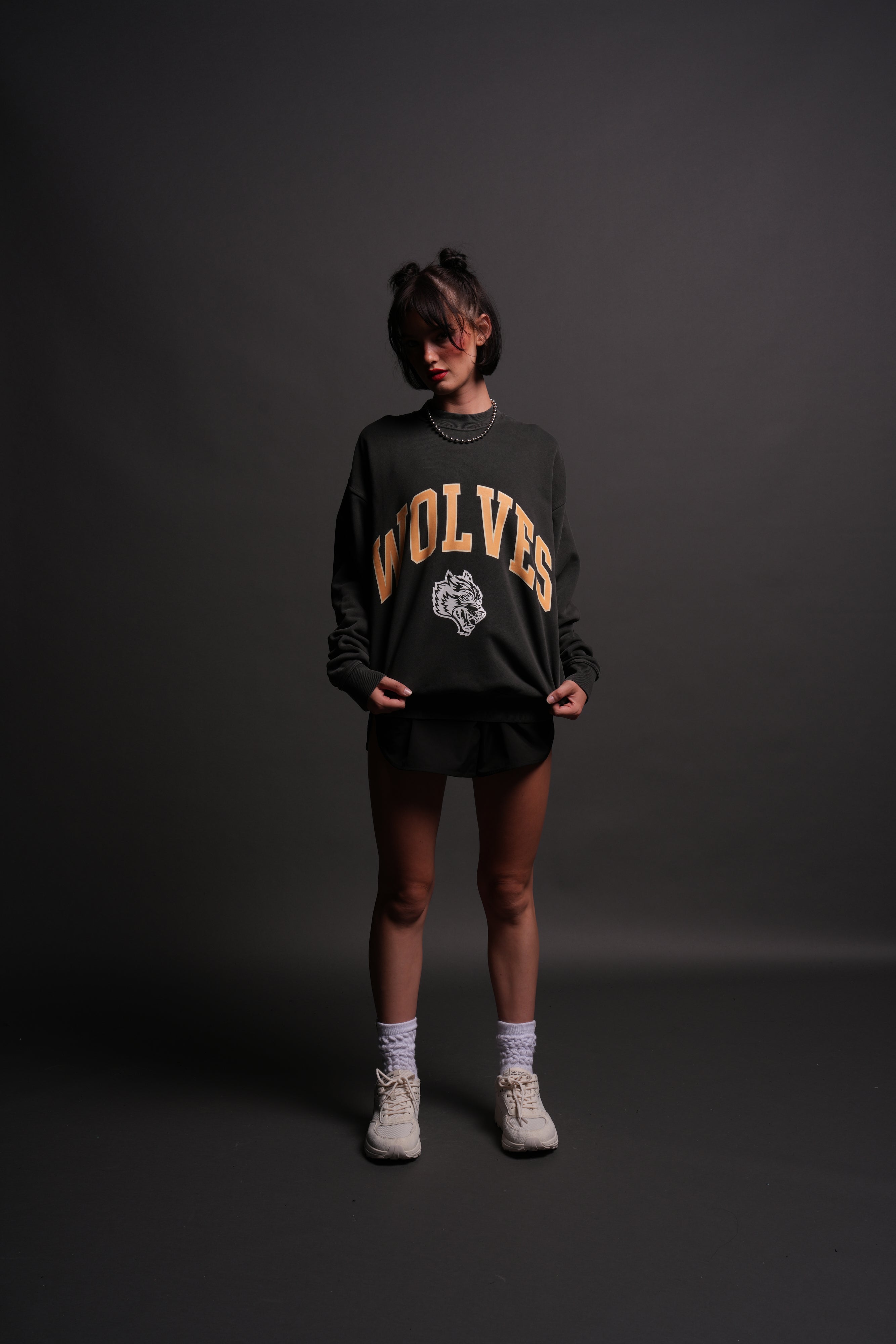 Loyalty London Unisex Crewneck in Wolf Gray/Orange