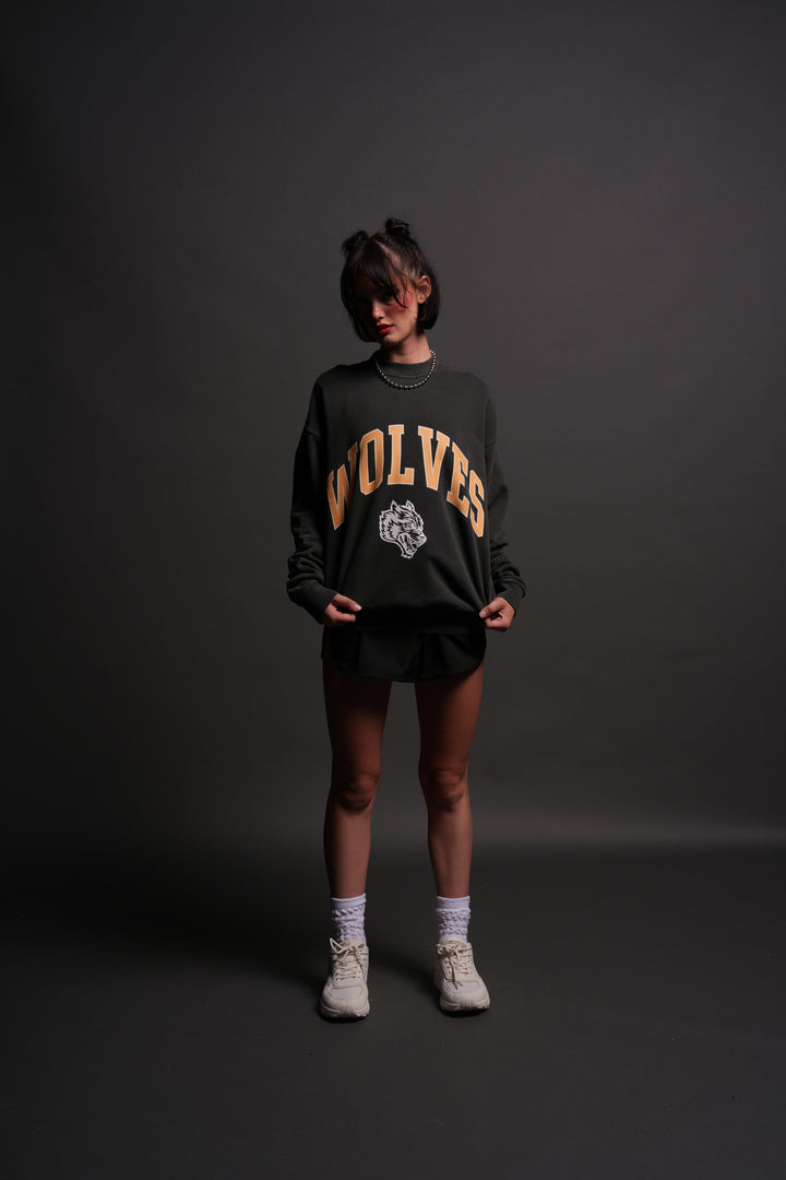 Loyalty London Unisex Crewneck in Wolf Gray/Orange