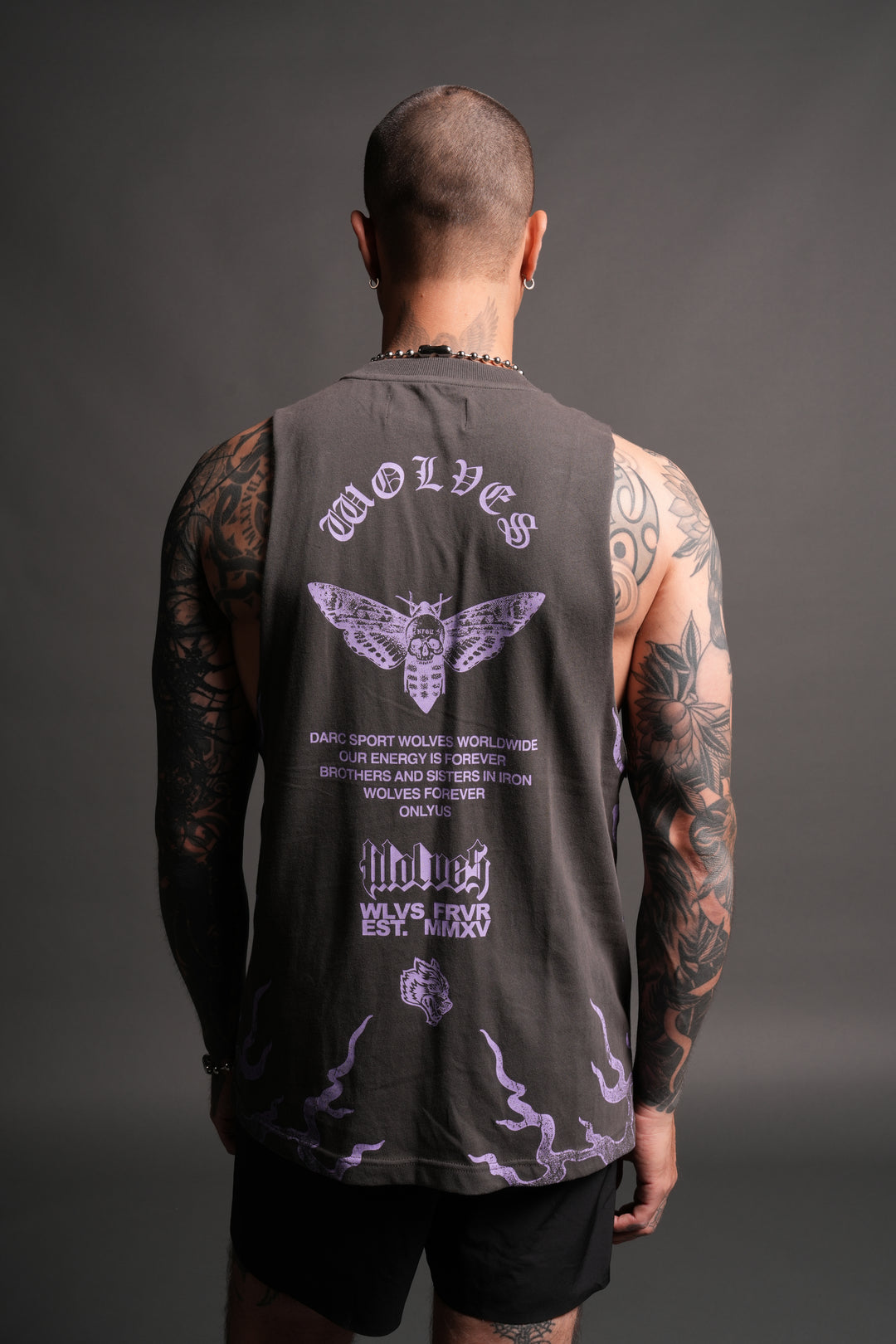 Wolves Never Back Down V2 Tommy Muscle Tee in Wolf Gray