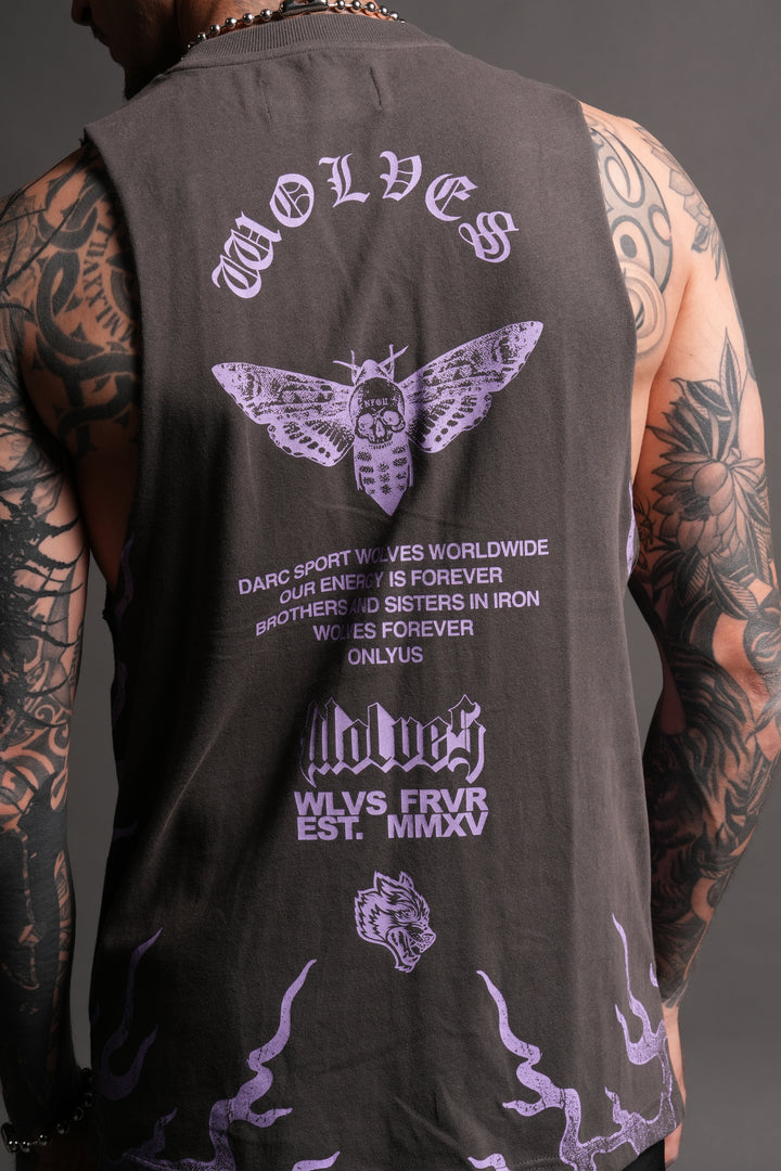 Wolves Never Back Down V2 Tommy Muscle Tee in Wolf Gray