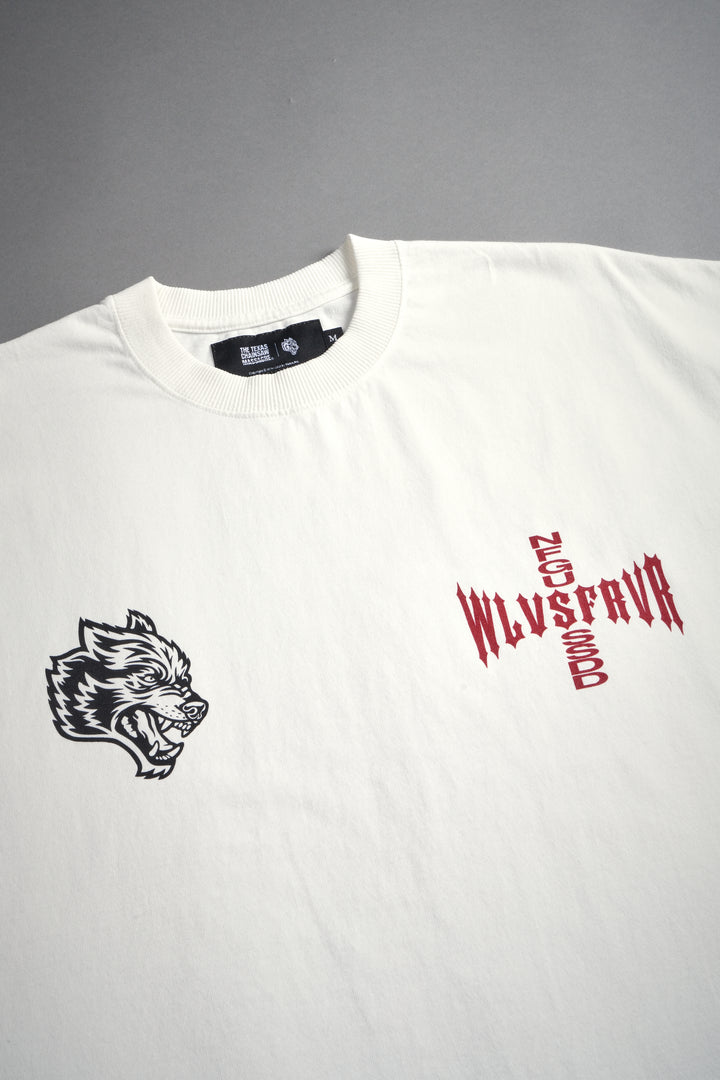 Born Darc Grunge Cut-Off Tee in Cream