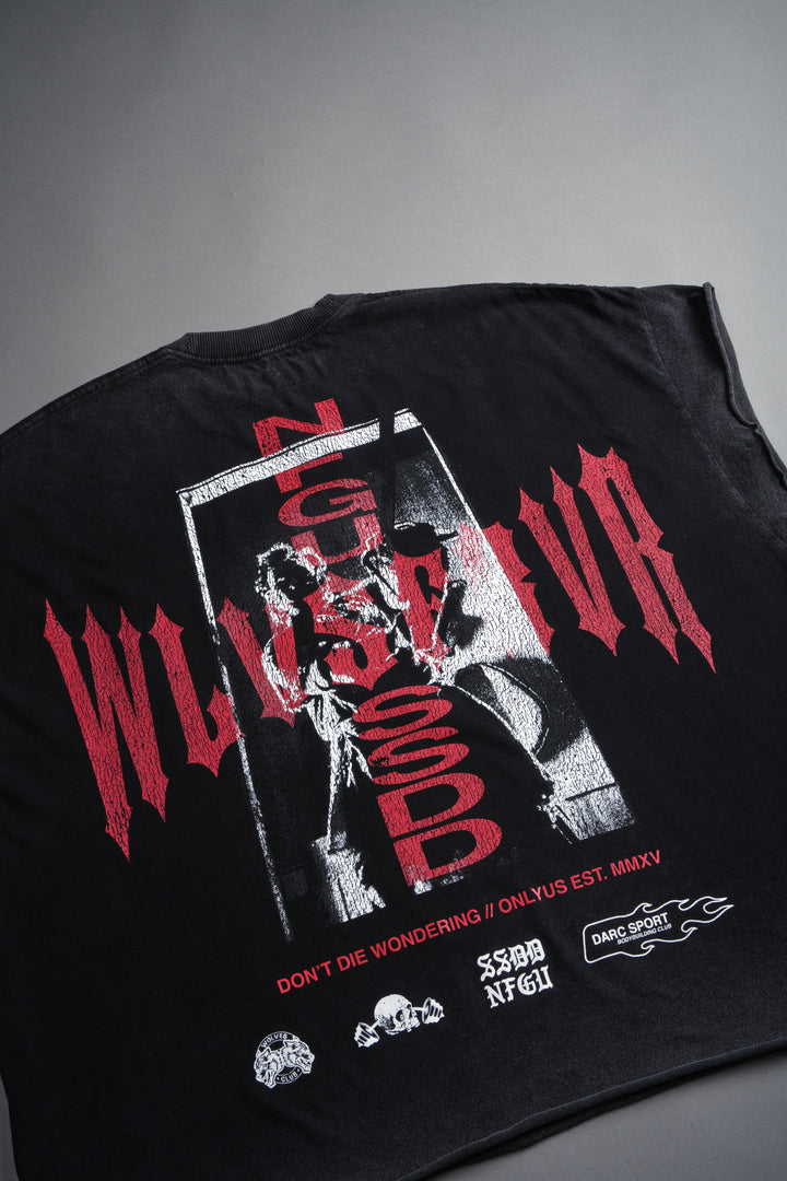 Born Darc Grunge Cut-Off Tee in Black