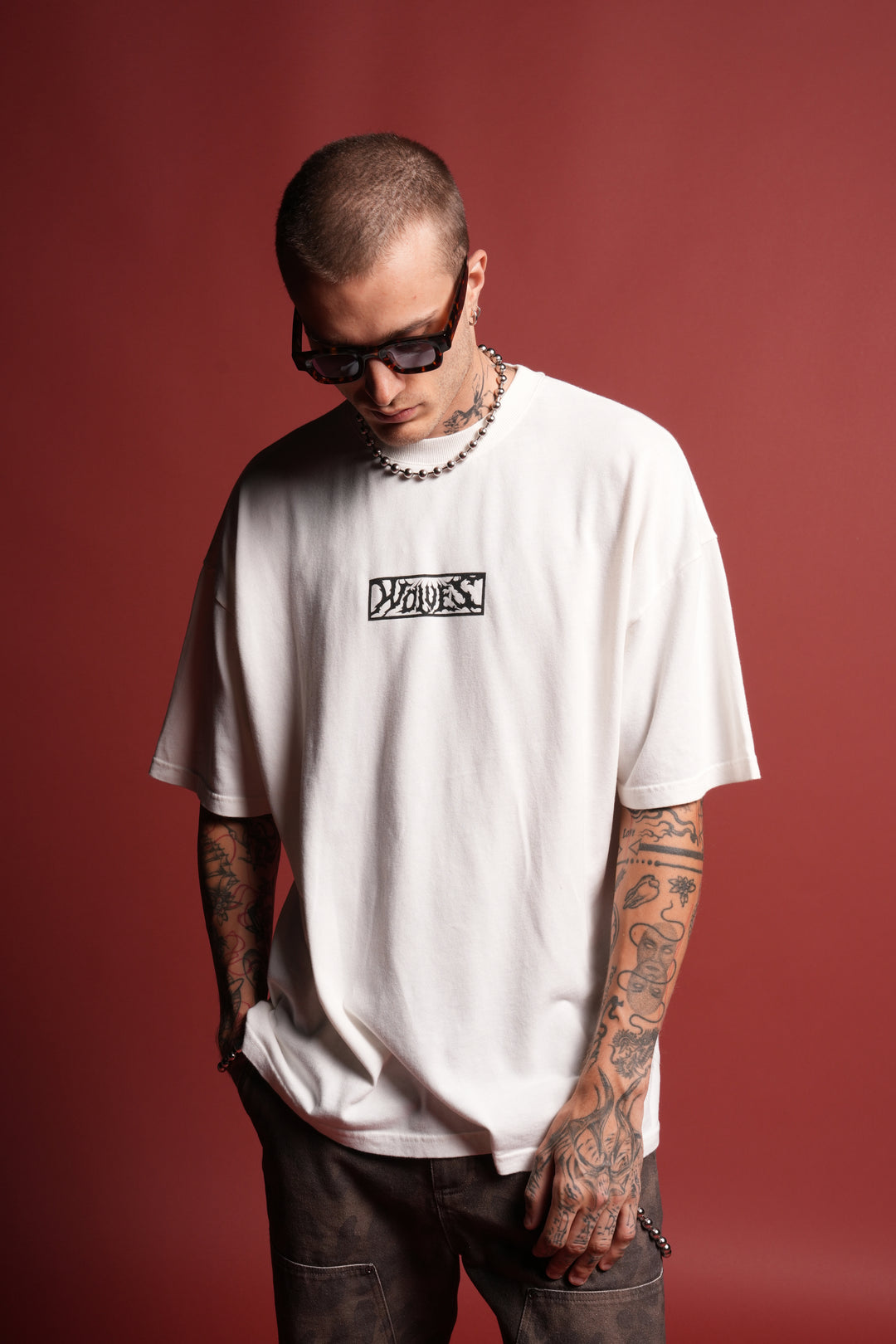 Dark Vigilante 1 Of 500 Premium Oversized Tee in Cream