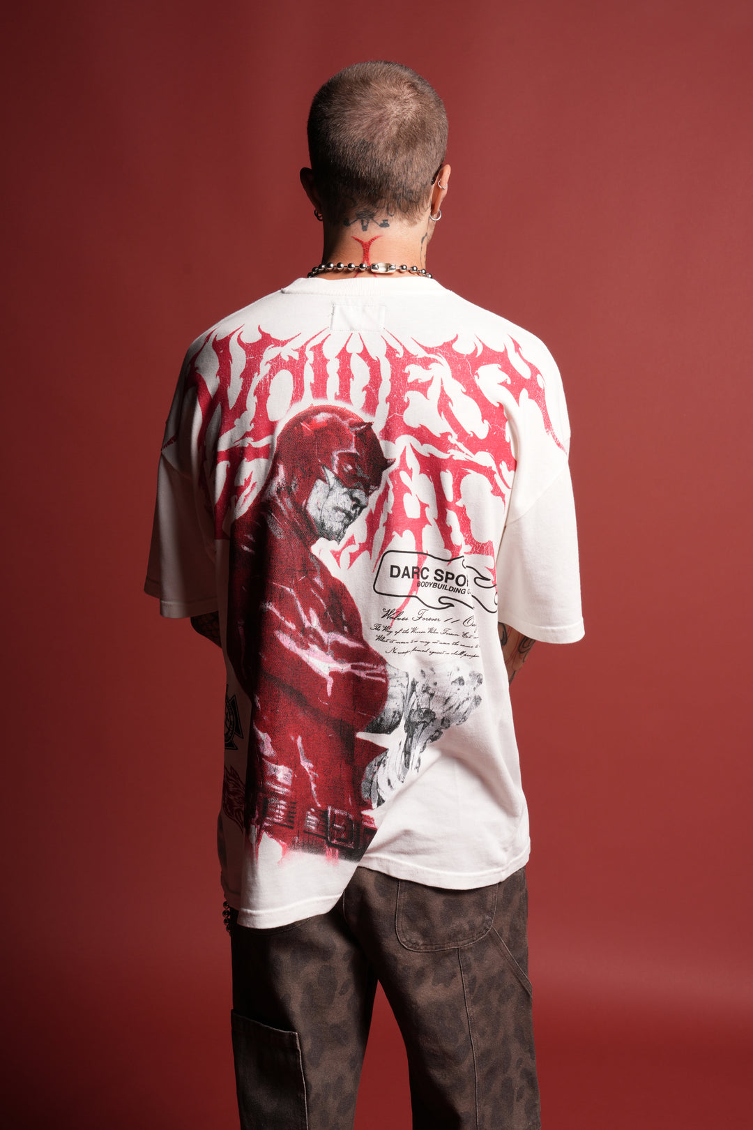 Dark Vigilante 1 Of 500 Premium Oversized Tee in Cream