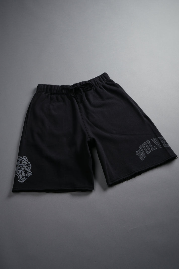 Loyalty Frvr Raw Hem Oversized Post Lounge Sweat Shorts in Black