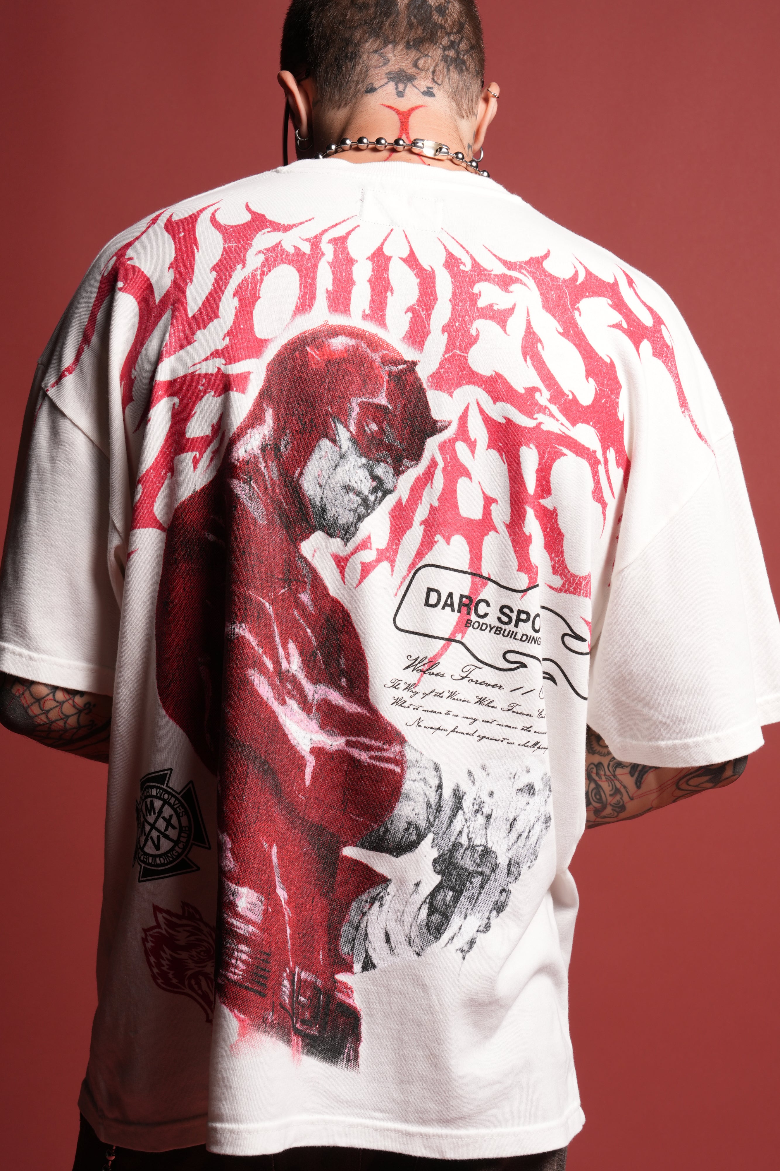 Dark Vigilante 1 Of 500 Premium Oversized Tee in Cream