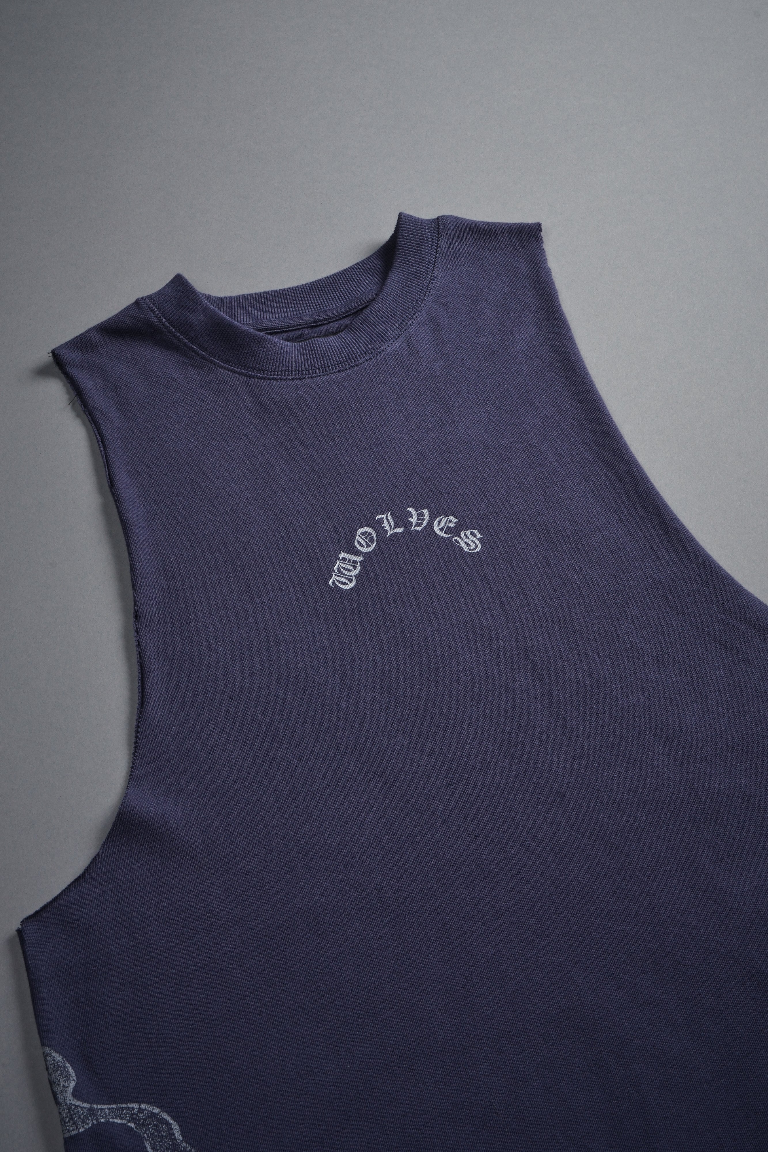 Wolves Never Back Down V2 Tommy Muscle Tee in Storm Blue